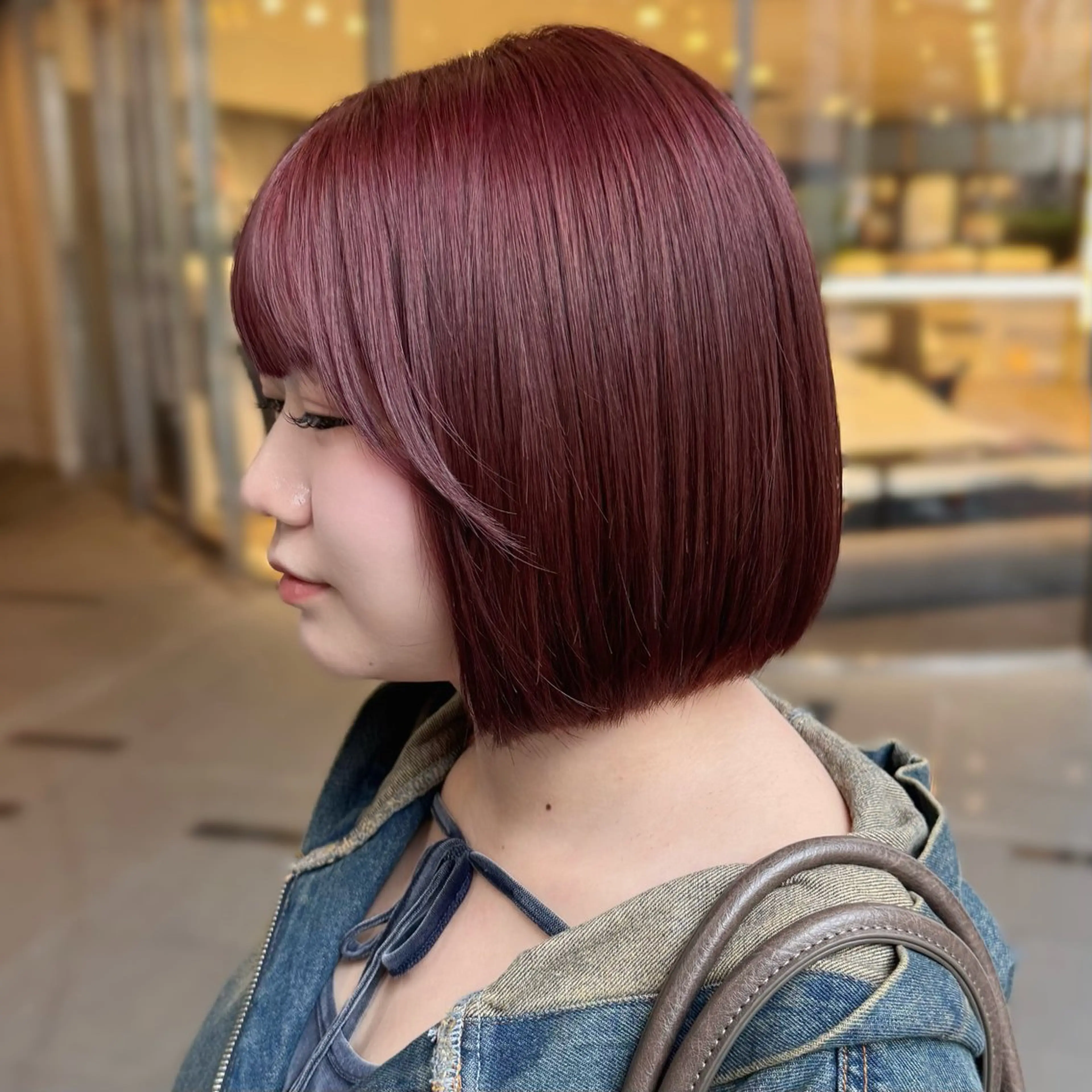 ショート カット ヘアカラー トリートメント たぴ。ぱつっとボブ /暖色艶カラー🍒のヘアスタイル