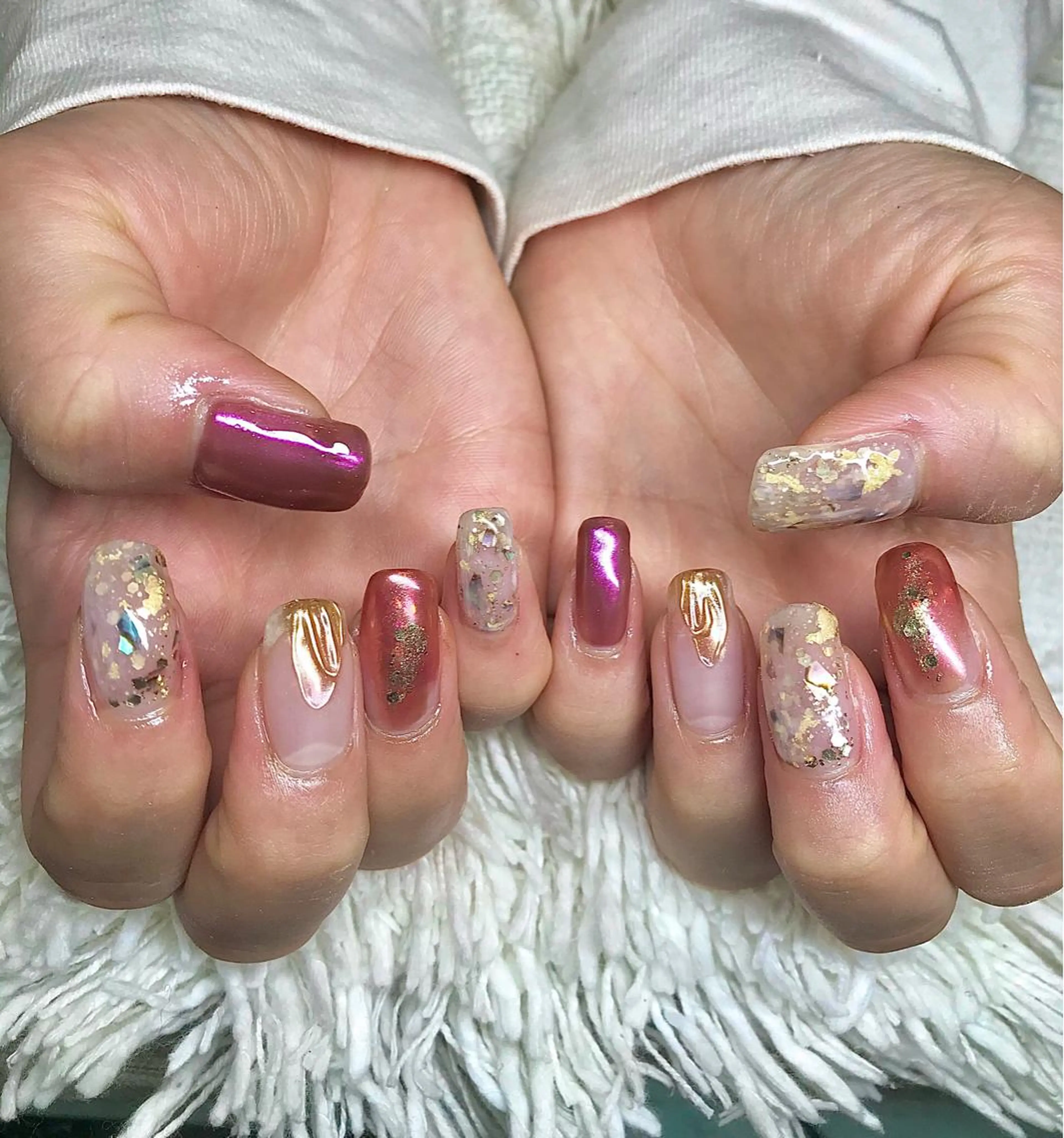 ミディアム カラー パーマ ヘアアレンジ メンズ キッズ ネイル マツエク・マツパ ブラウンカラー ピンクカラー ピンクブラウン カラーマツエク ブラウン nail&eye Aoのマツエク・マツパデザイン