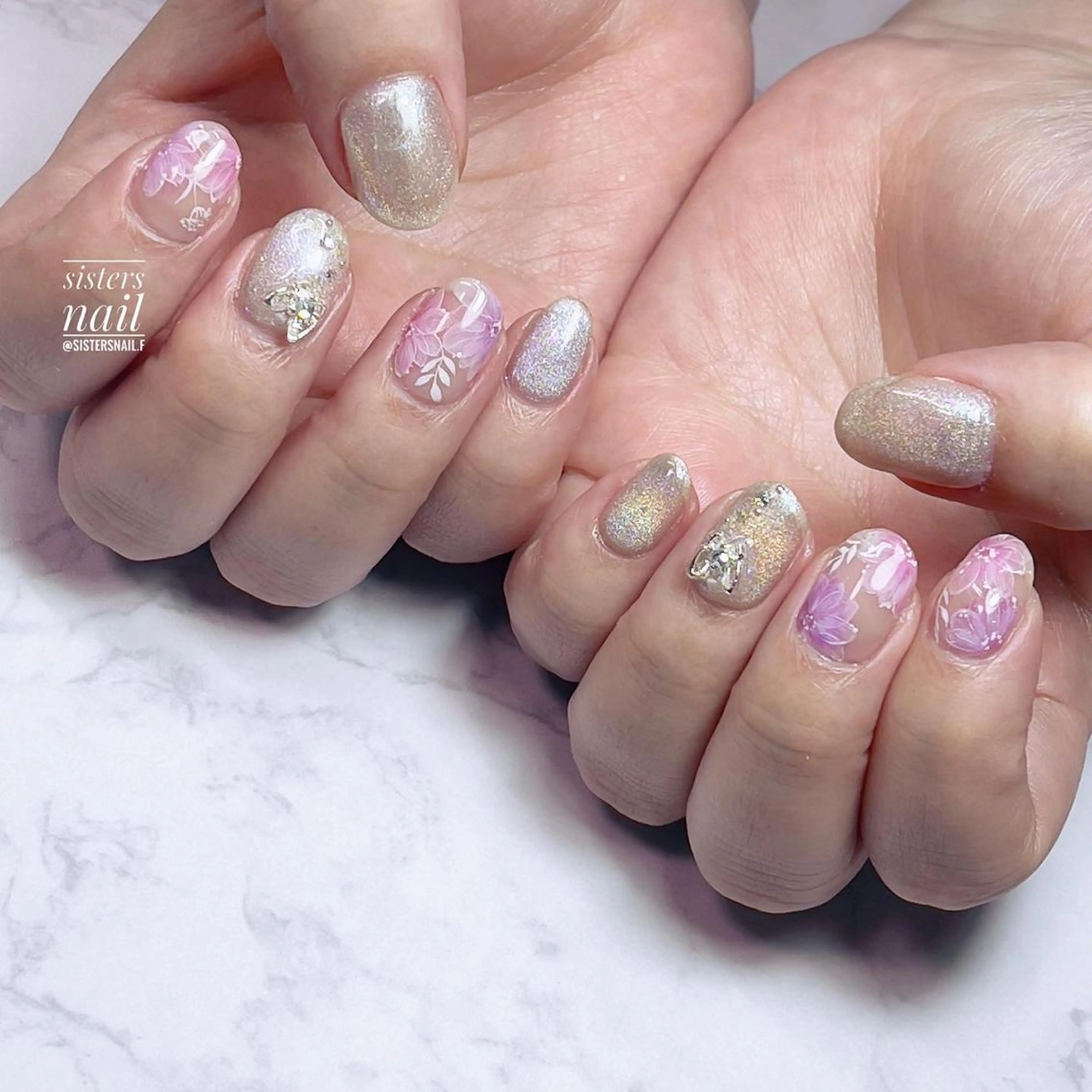 ネイル アートネイル 桜ネイル クリアネイル 入学式 フラワーネイル sisters nail.fのネイルデザイン