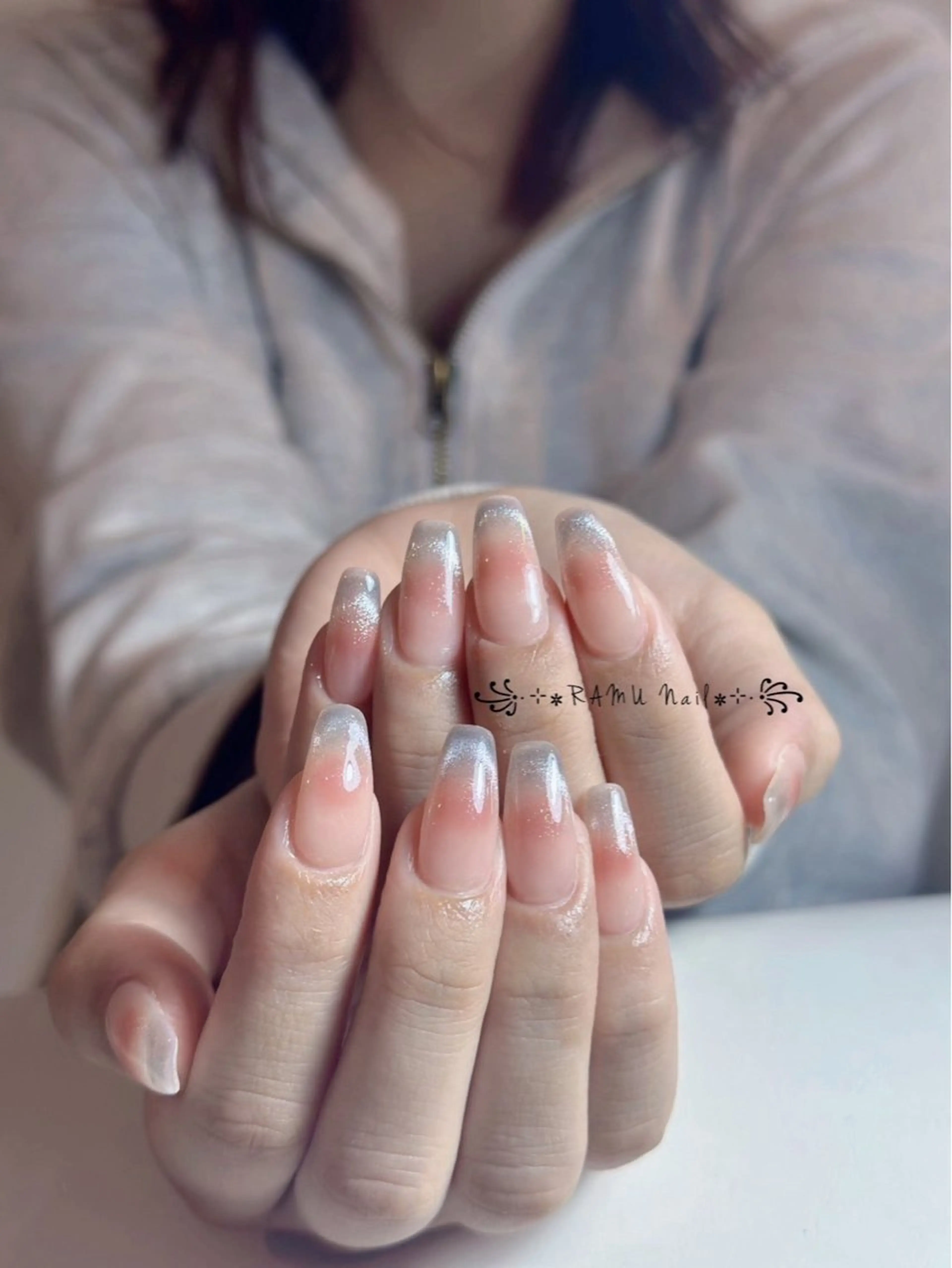 ネイル チークネイル フレンチネイル グラデーション キラキラネイル 韓国ネイル RAMU_Nail 池袋店のネイルデザイン