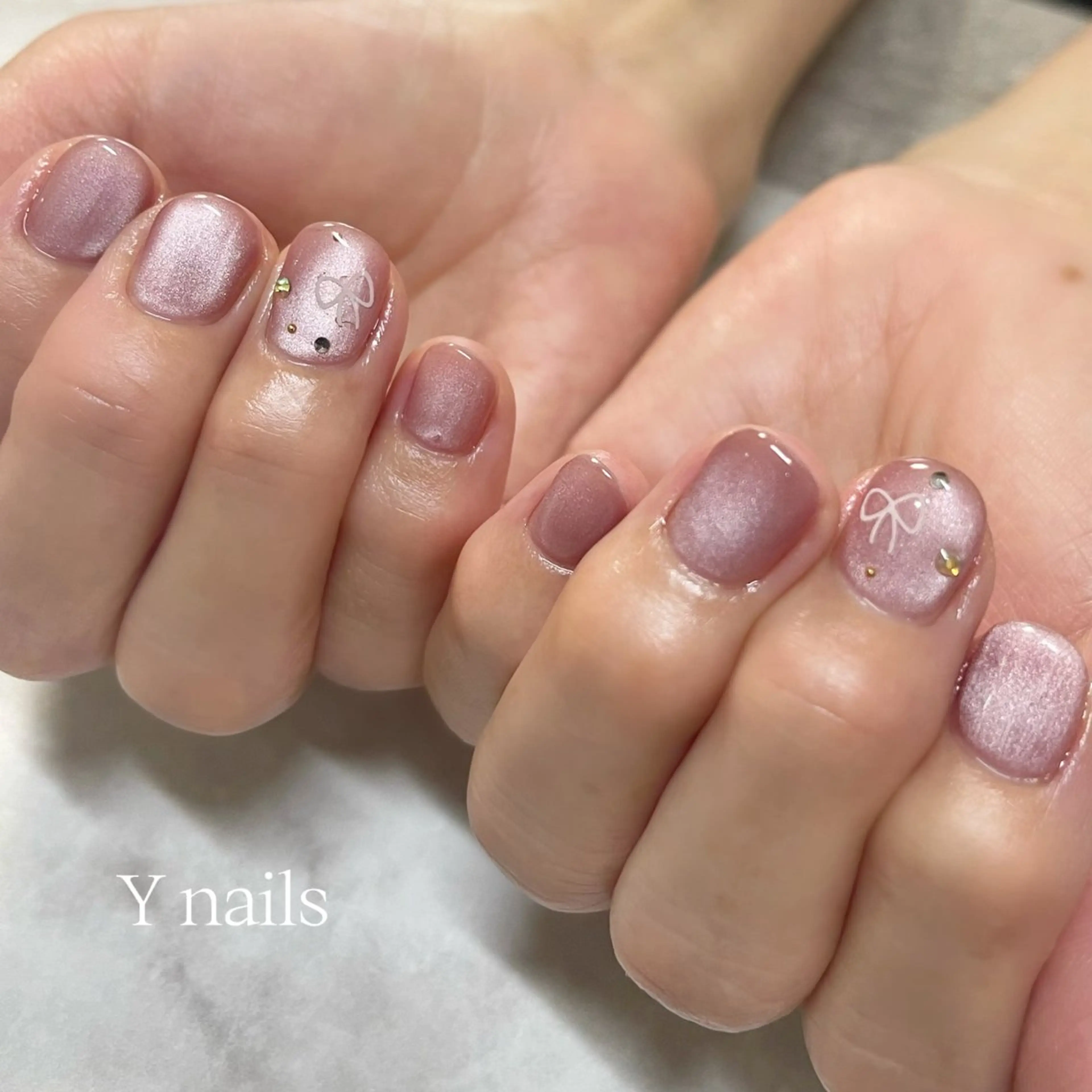 ネイル リボン ハンドネイル 桜井 Y nailsのネイルデザイン