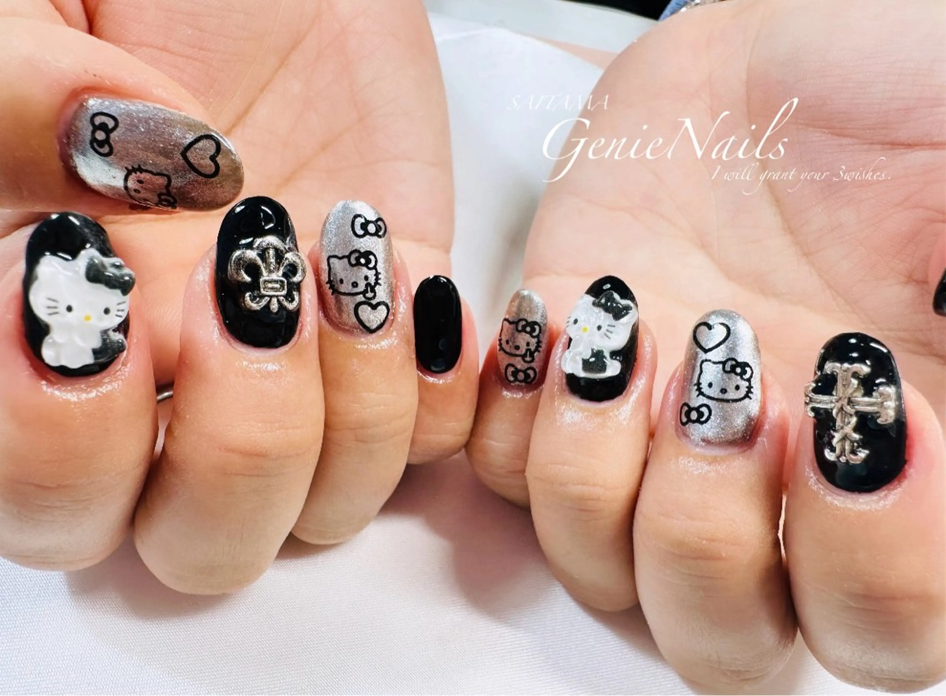 メンズ ネイル アートネイル 長さ出し ロングネイル 持ち込み ニュアンスネイル Genie Nailsのネイルデザイン