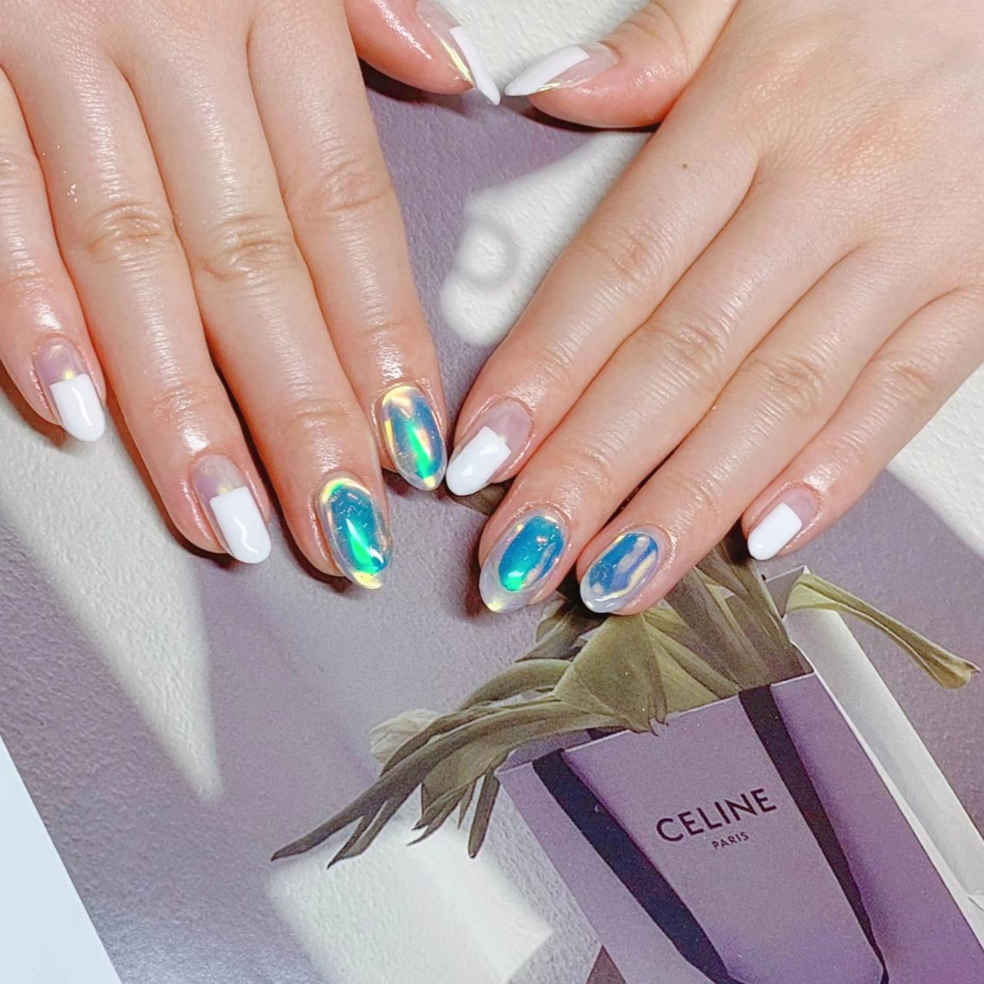 ネイル オーロラネイル フットネイル フレンチネイル ジェルネイル 韓国ネイル ハンドネイル ハンドケア EN nailsalon所属・【ENサロン】 Rei🎀Nailのネイルデザイン