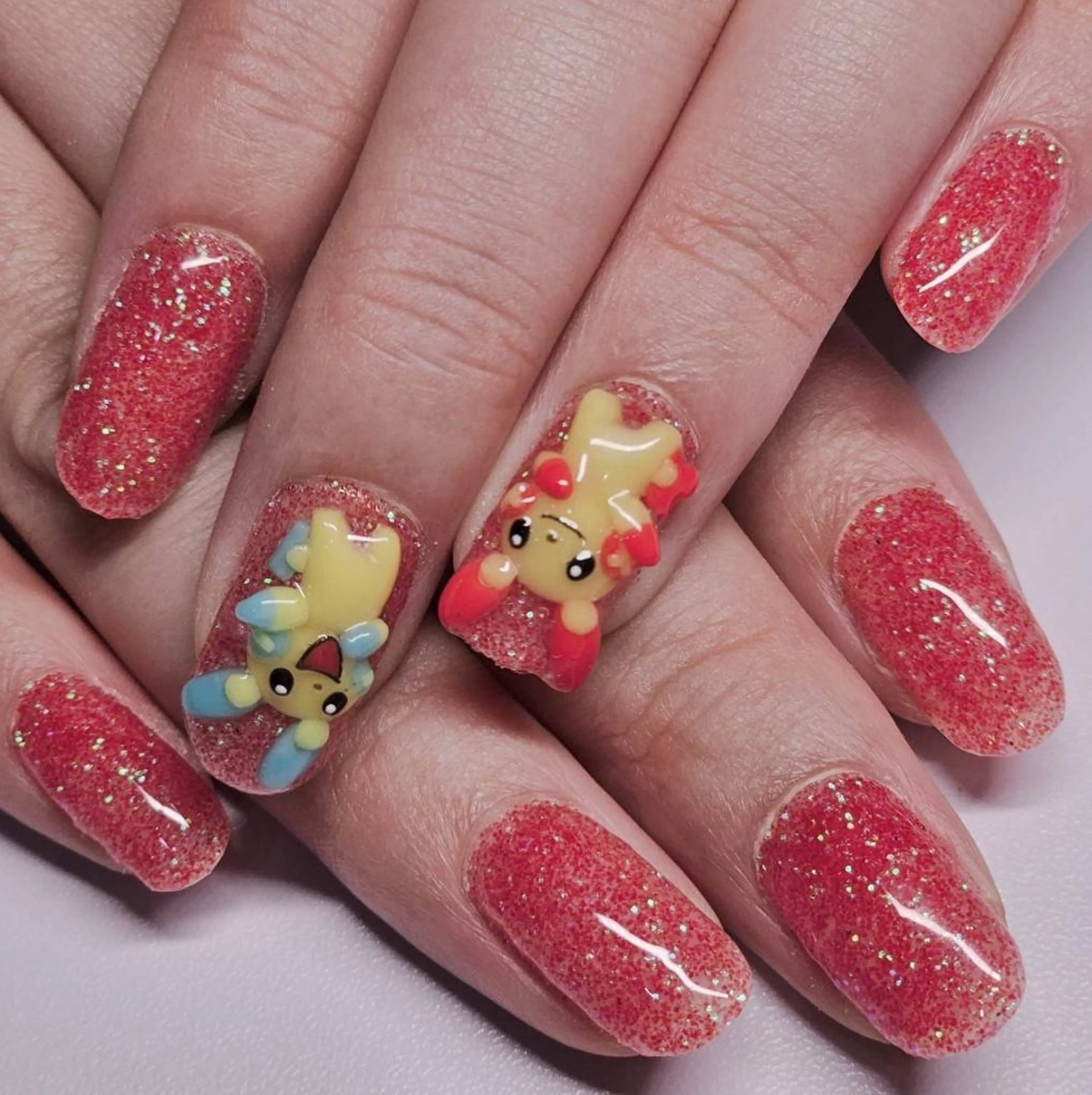 ネイル アートネイル ラメ(グリッター) ワンカラーネイル 赤色 ハンドネイル よしだ ひろきのネイルデザイン