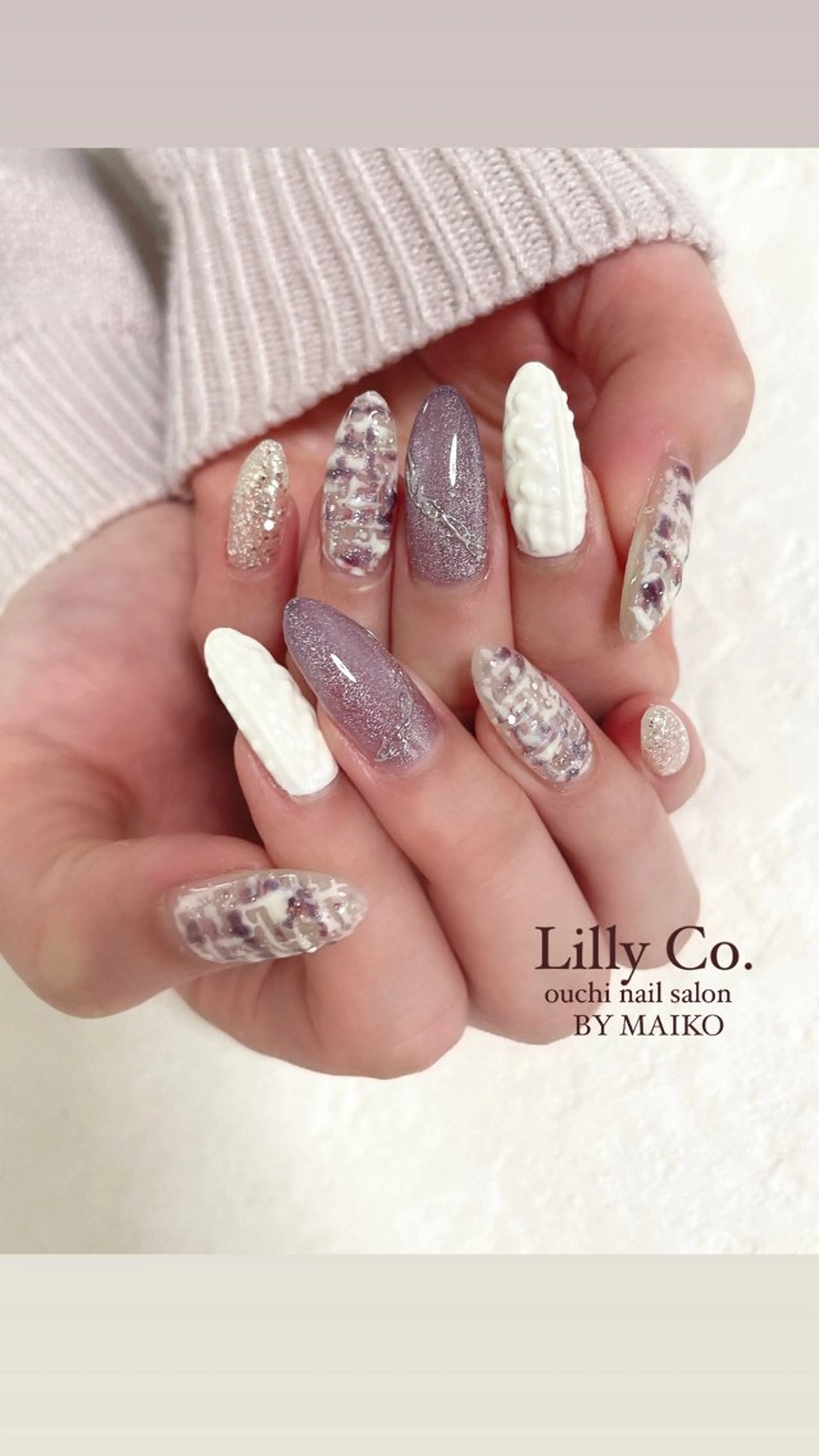ネイル ツイードネイル ハンドネイル ハンドケア Lilly Co.のネイルデザイン