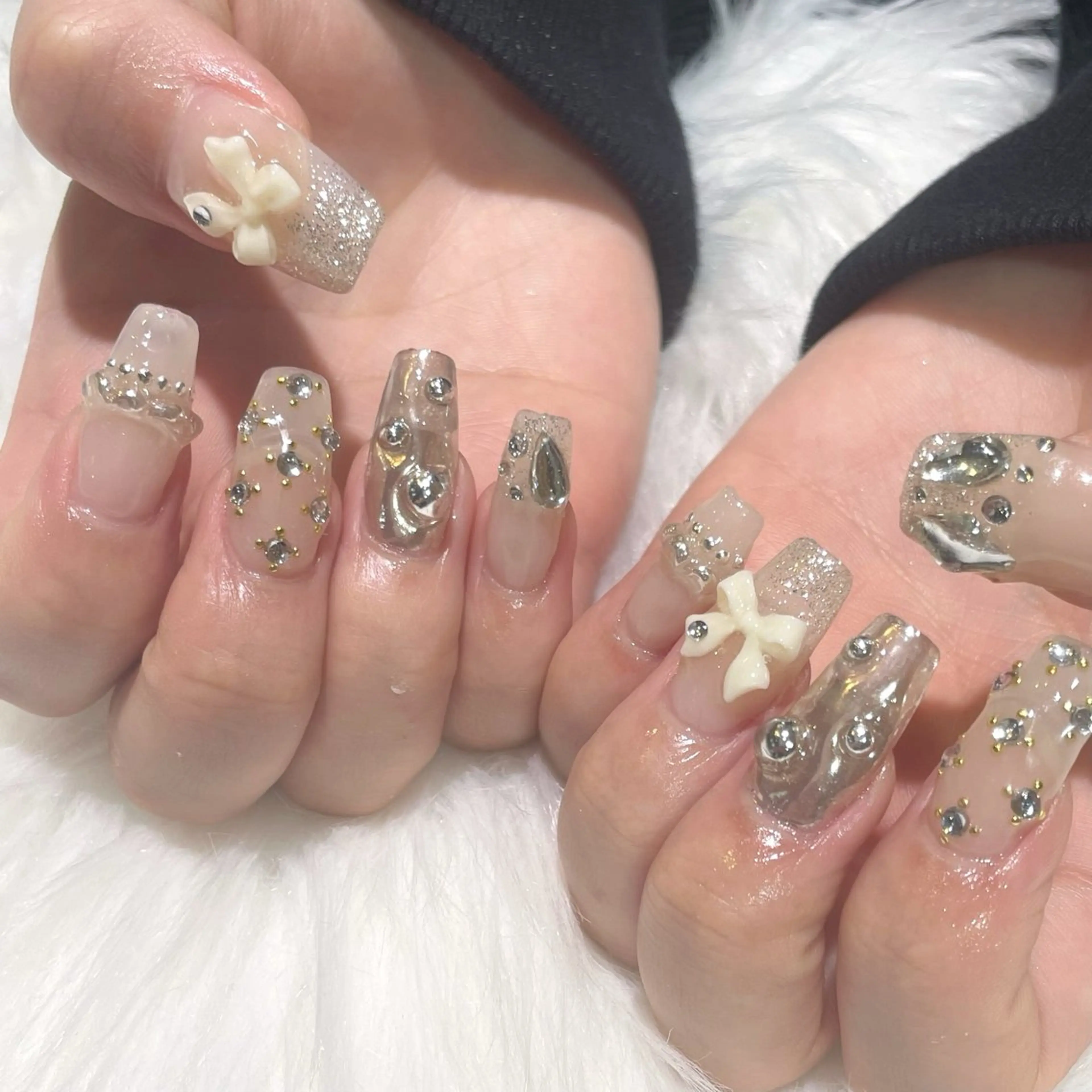 ネイル シルバー ハンドネイル jujur HARUKA🌸のネイルデザイン