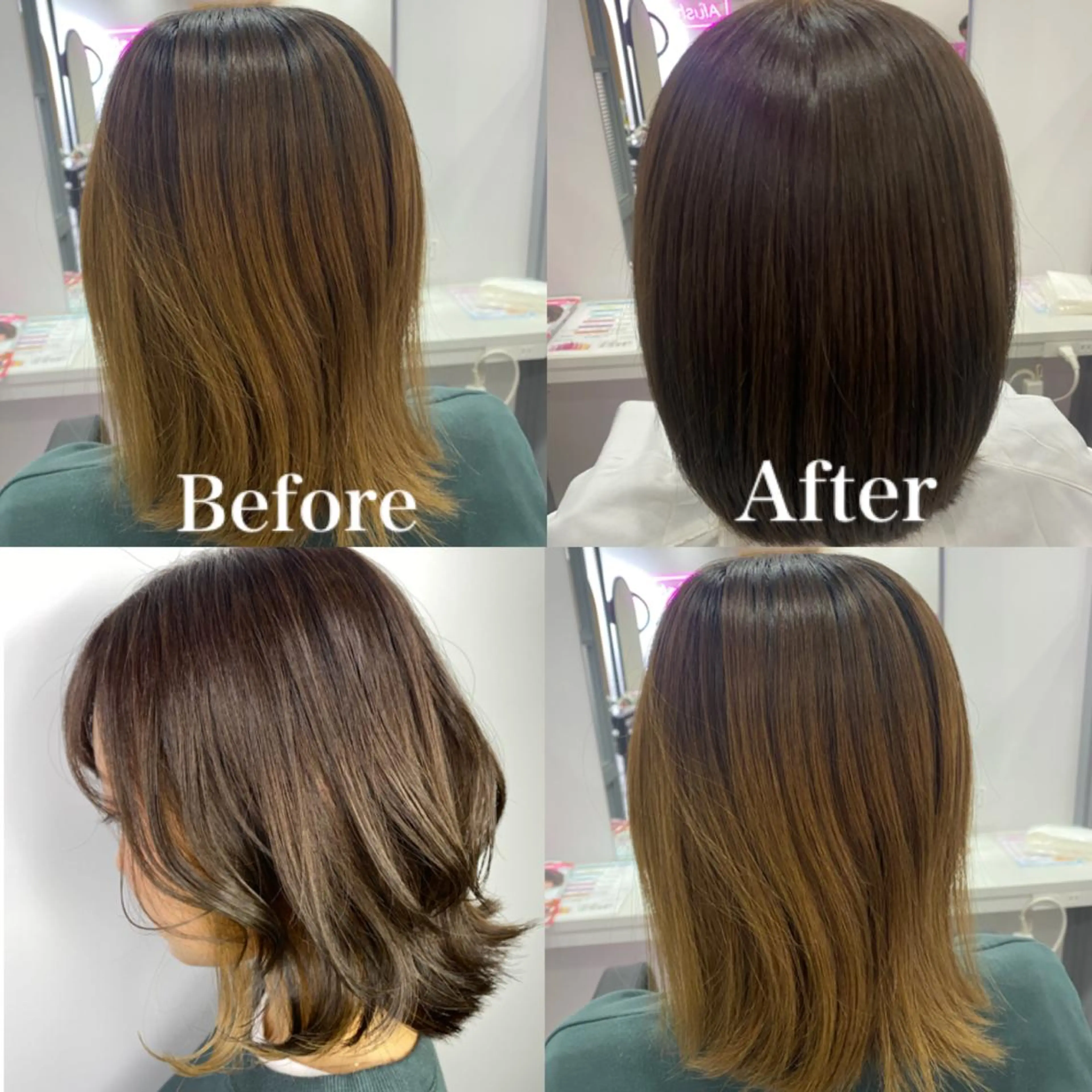 ショート カラー ベージュカラー イヤリングカラー レイヤーカット 髪質改善×矯正🫧 韓国ヘアasamiのヘアスタイル