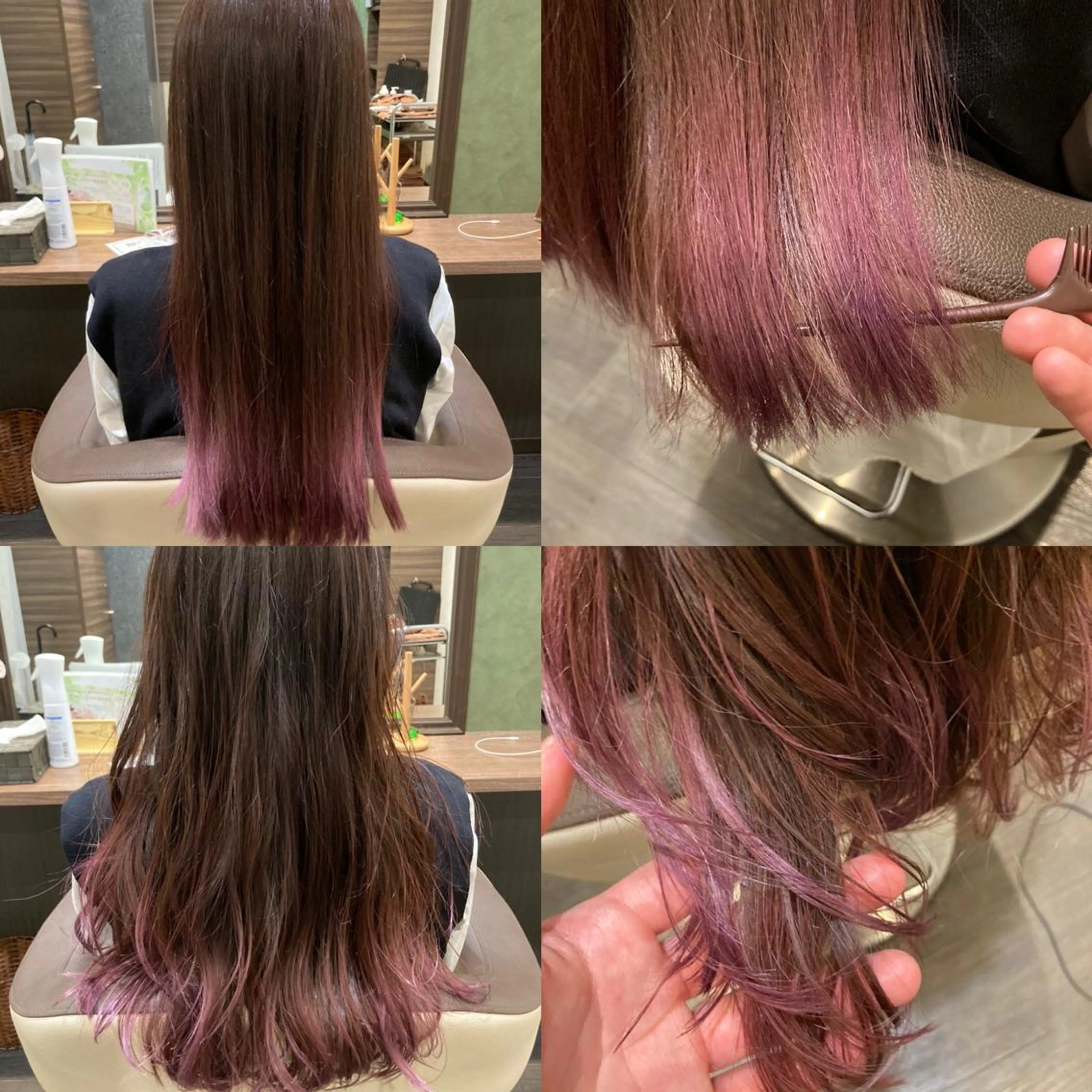 ロング カラー ピンクカラー ルビー 中嶋 ナカジマのヘアスタイル