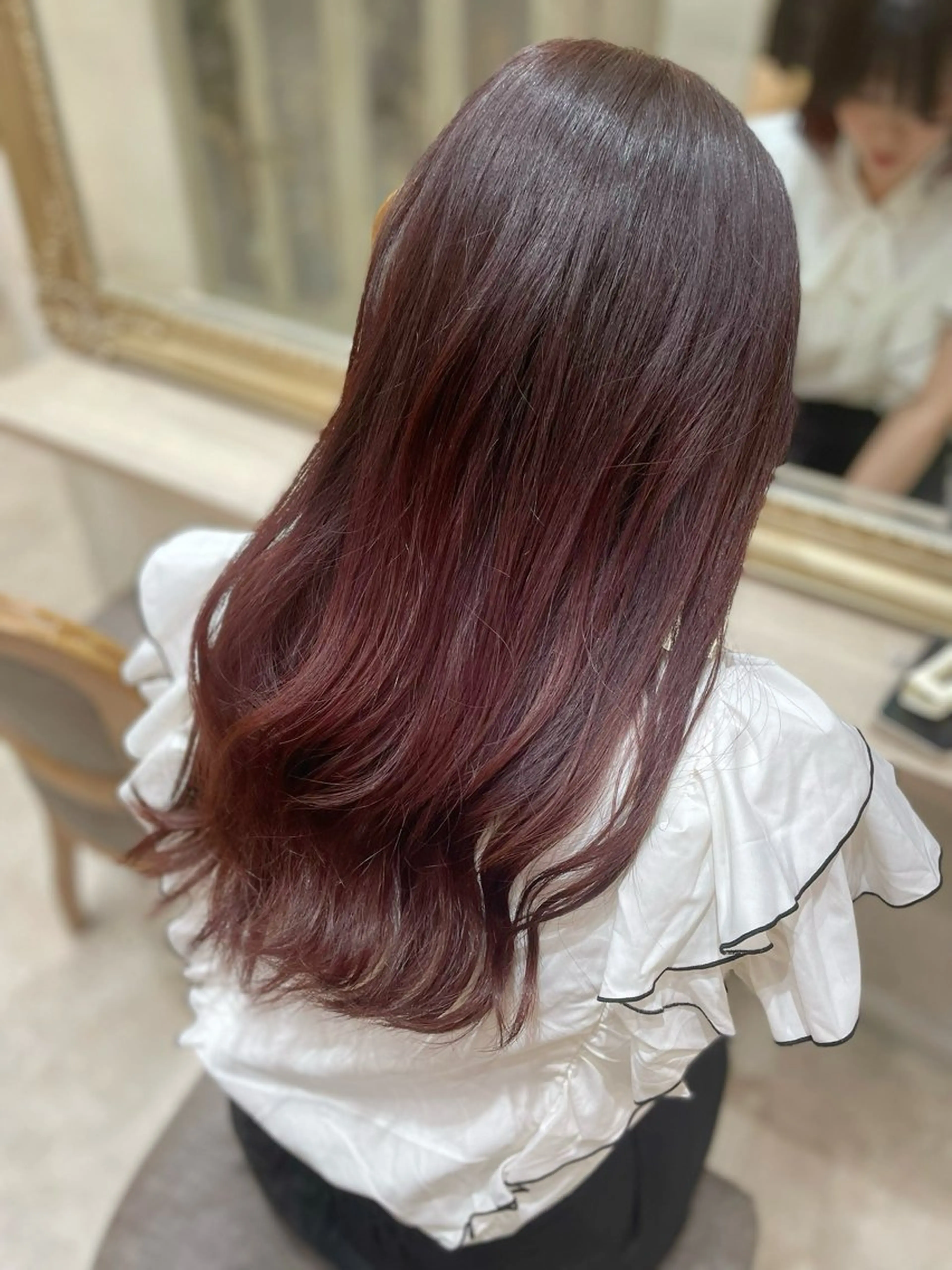 セミロング カラー ベージュカラー ピンクカラー ピンクベージュ カラー✨縮毛矯正✨ ハギワラケンタのヘアスタイル