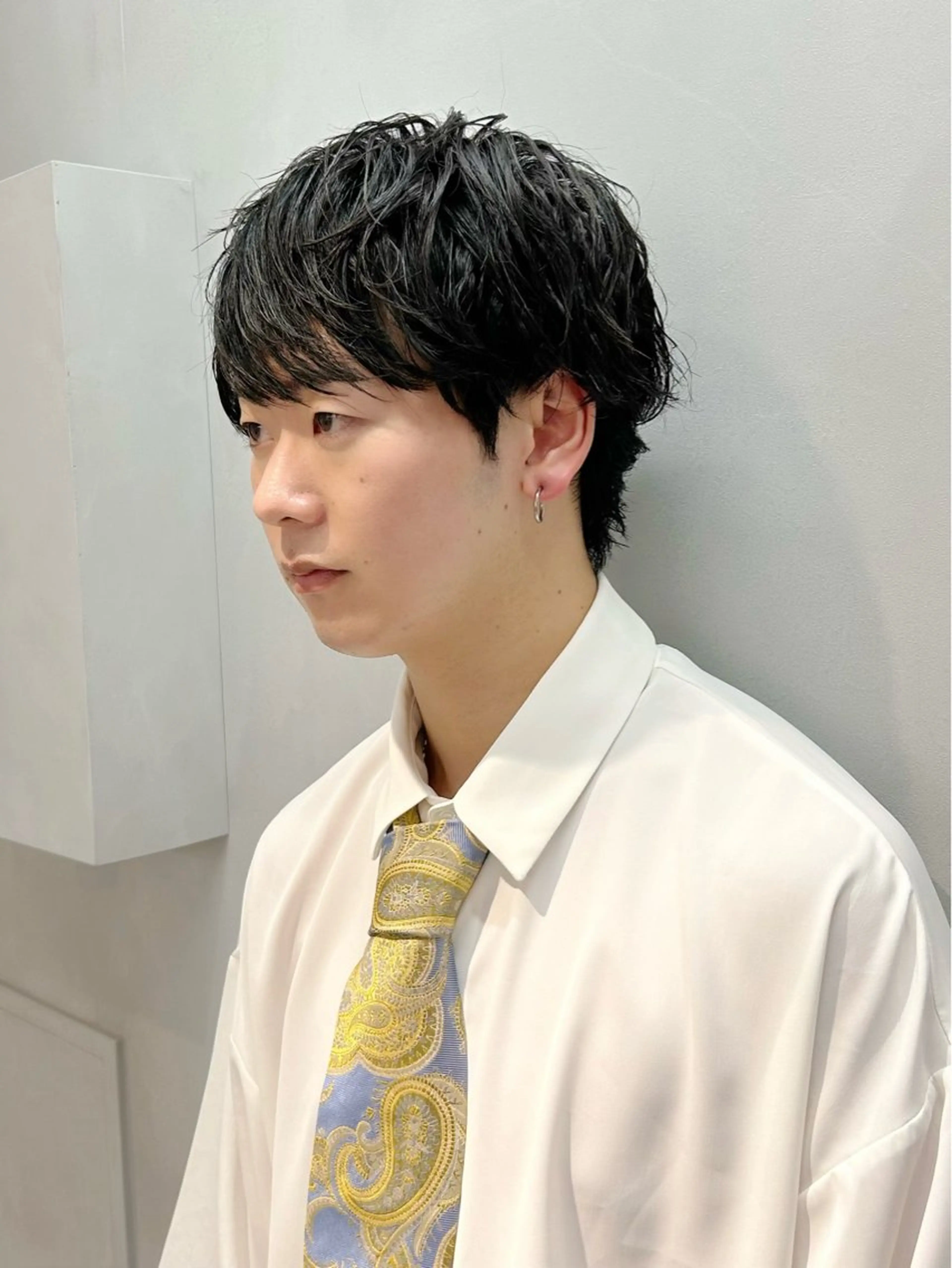 ミディアム メンズ マッシュウルフ マッシュ メンズウルフカット 縮毛矯正 ウルフカット 池袋ボブ/美髪 縮毛矯正taigaのヘアスタイル