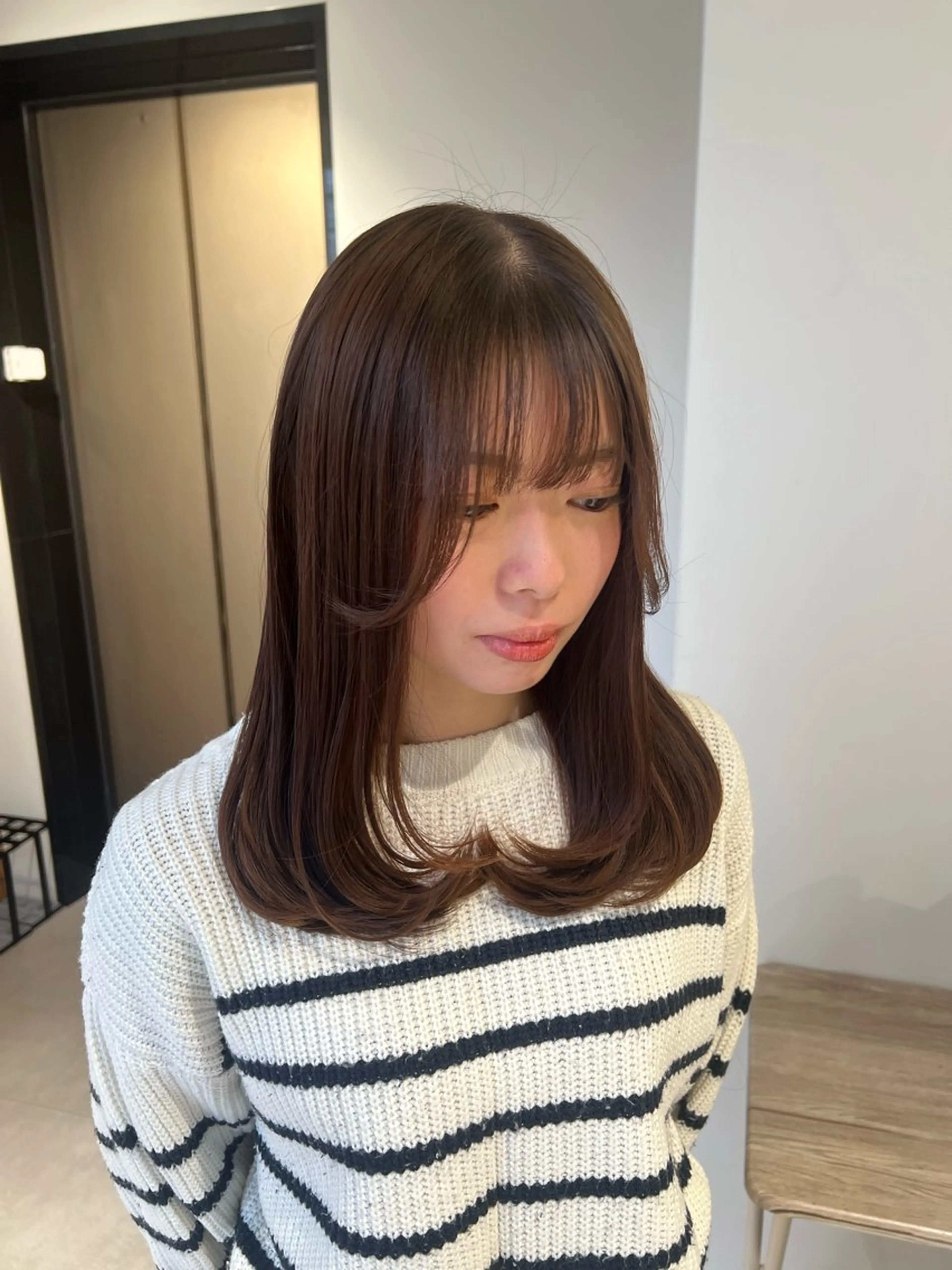 ミディアム カラー レイヤーカット カット ヘアカラー トリートメント 梅田/顔周りカット /ボブ/RINKAのヘアスタイル