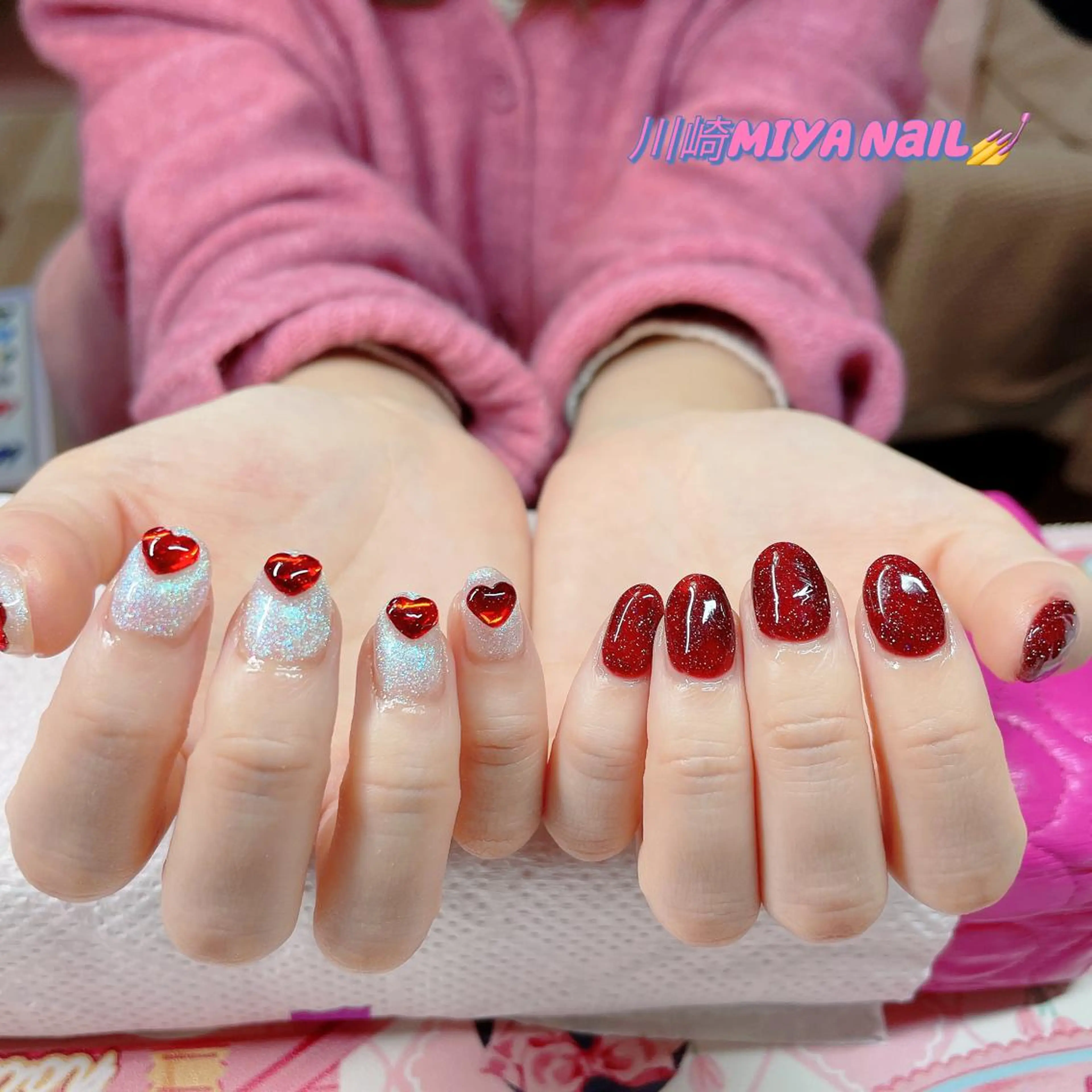 ミディアム ハンドネイル ハンドケア 💜MIYA nail川崎店のネイルデザイン