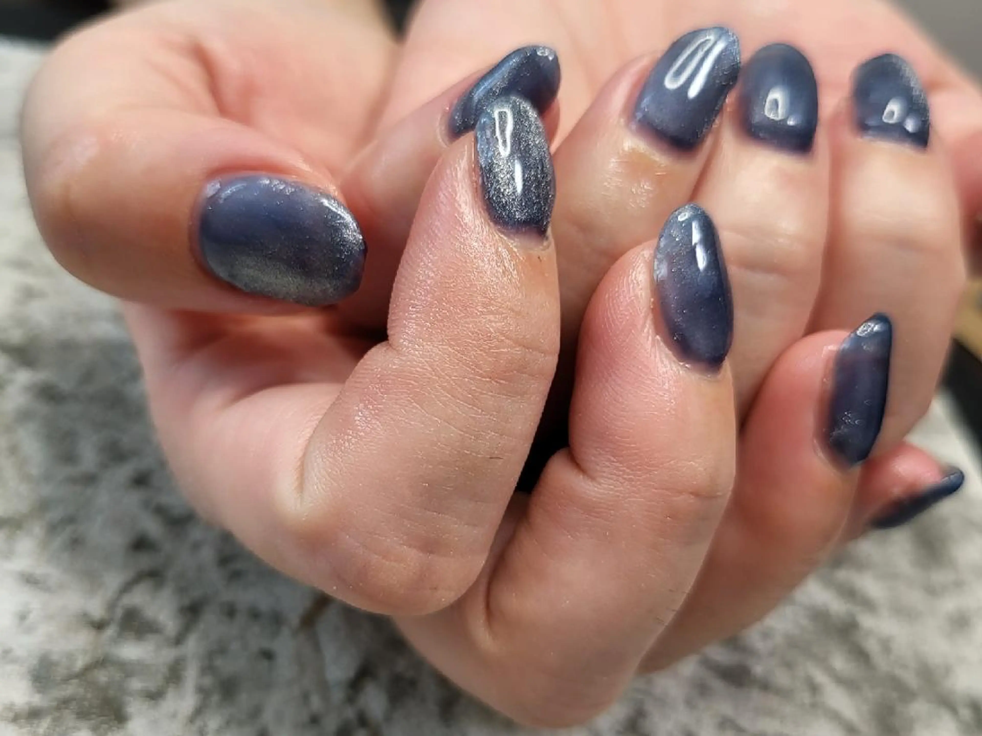 ネイル ブルー マグネットネイル ハンドネイル nail イロドリのネイルデザイン