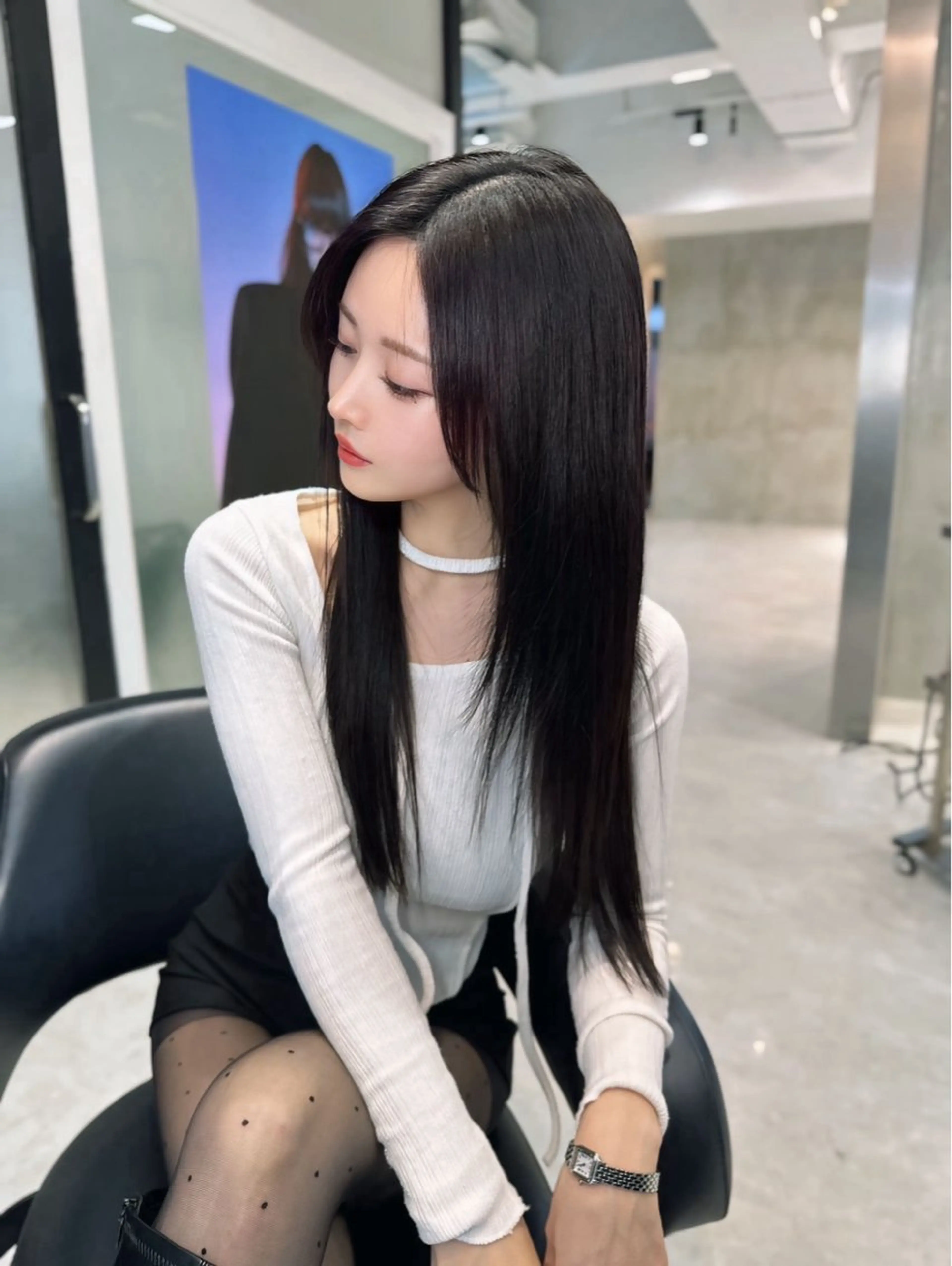 ロング カラー カット ヘアカラー トリートメント 韓国ヘア🇰🇷 透明感カラー🩶のヘアスタイル