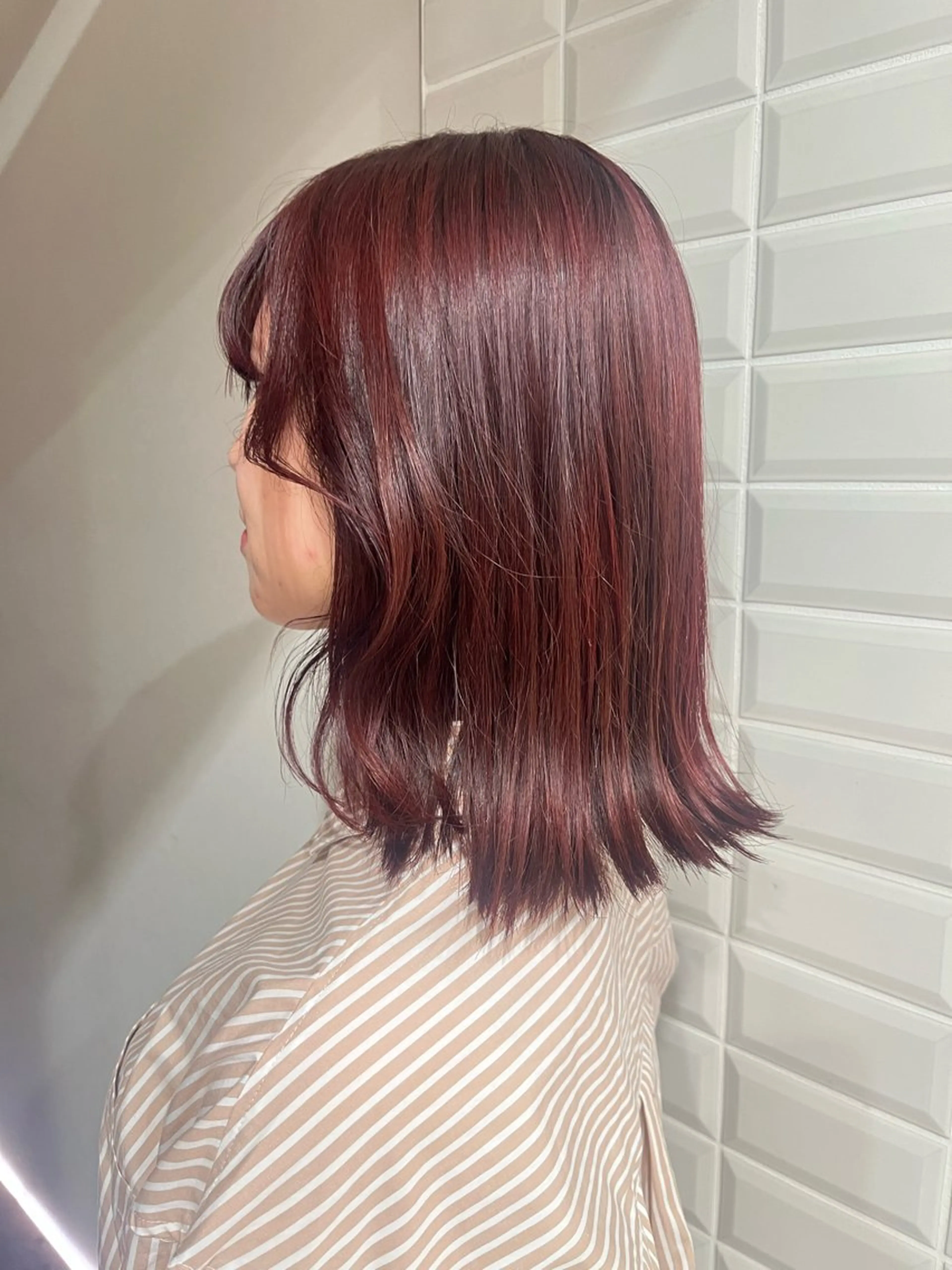 カラー ブリーチ ブリーチなしカラー レッドカラー 酒井 美里のヘアスタイル