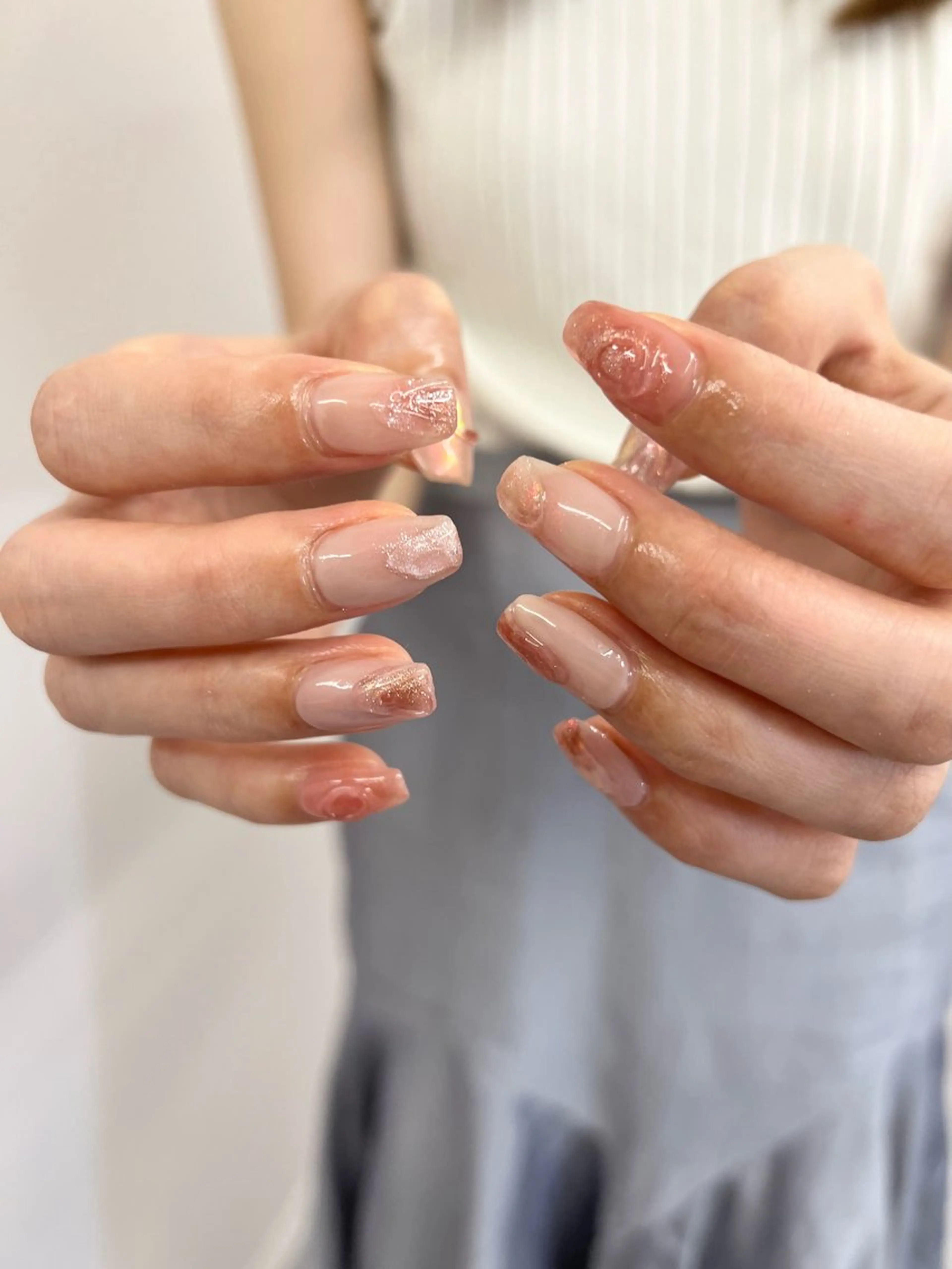ネイル ジェルネイル 韓国ネイル マグネットネイル ニュアンスネイル パラジェル ハンドネイル ハンドケア Bana_ Nailのネイルデザイン