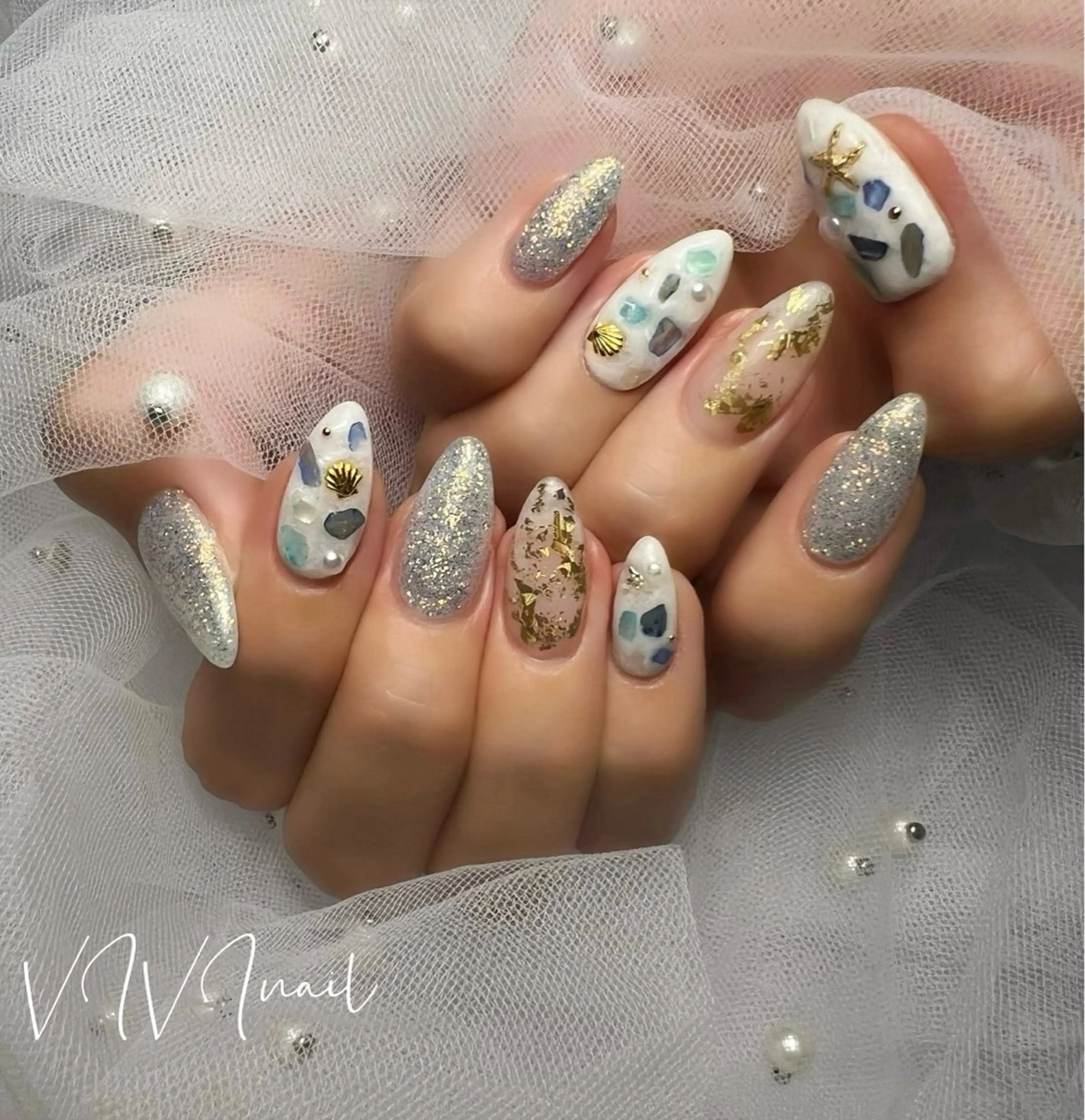 ネイル 夏ネイル ハンドネイル vivi nailのネイルデザイン