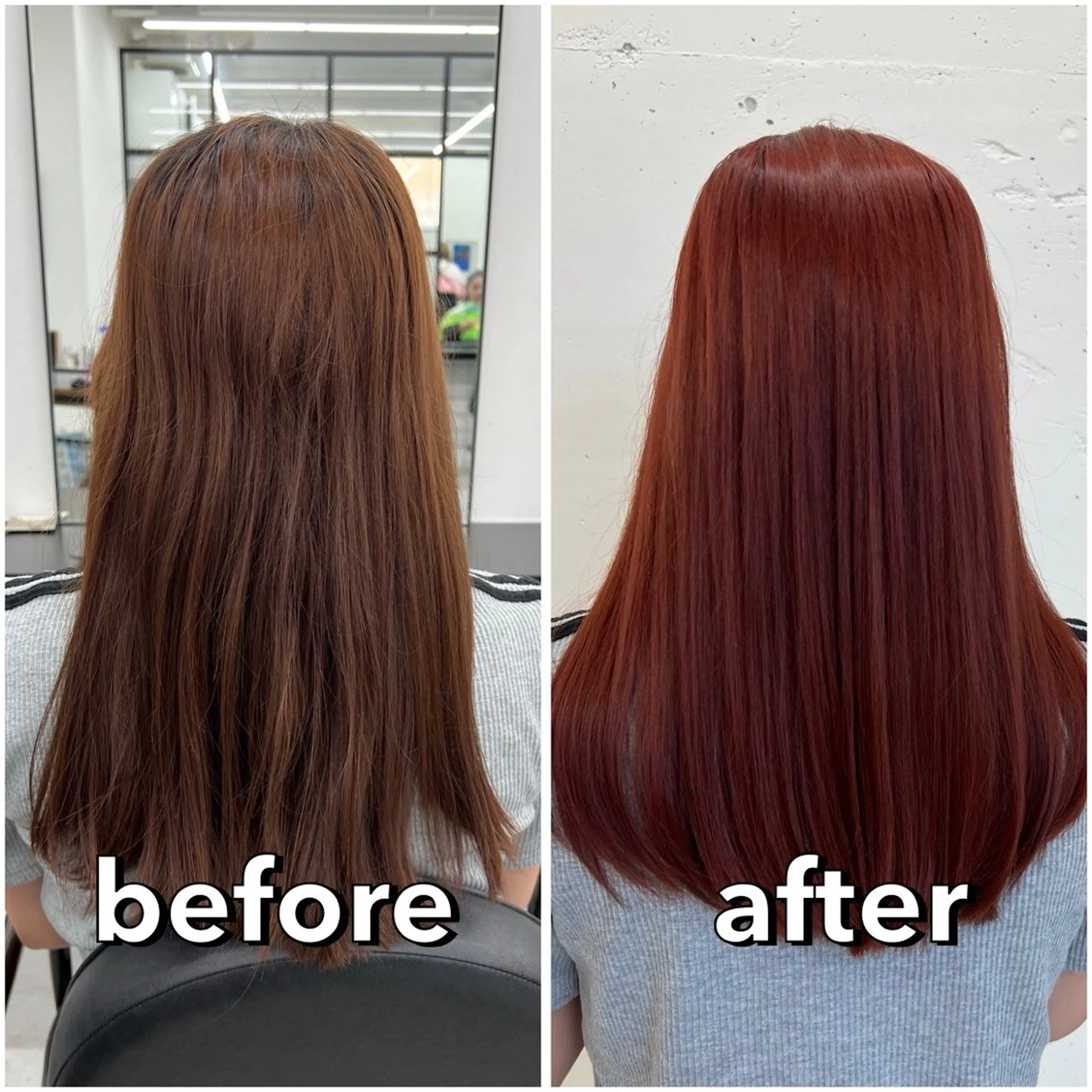 セミロング カラー ブリーチ ブラウンカラー ブリーチなしカラー レッドカラー レッドブラウン ヘアカラー トリートメント あすか JILLSTUDIOのヘアスタイル
