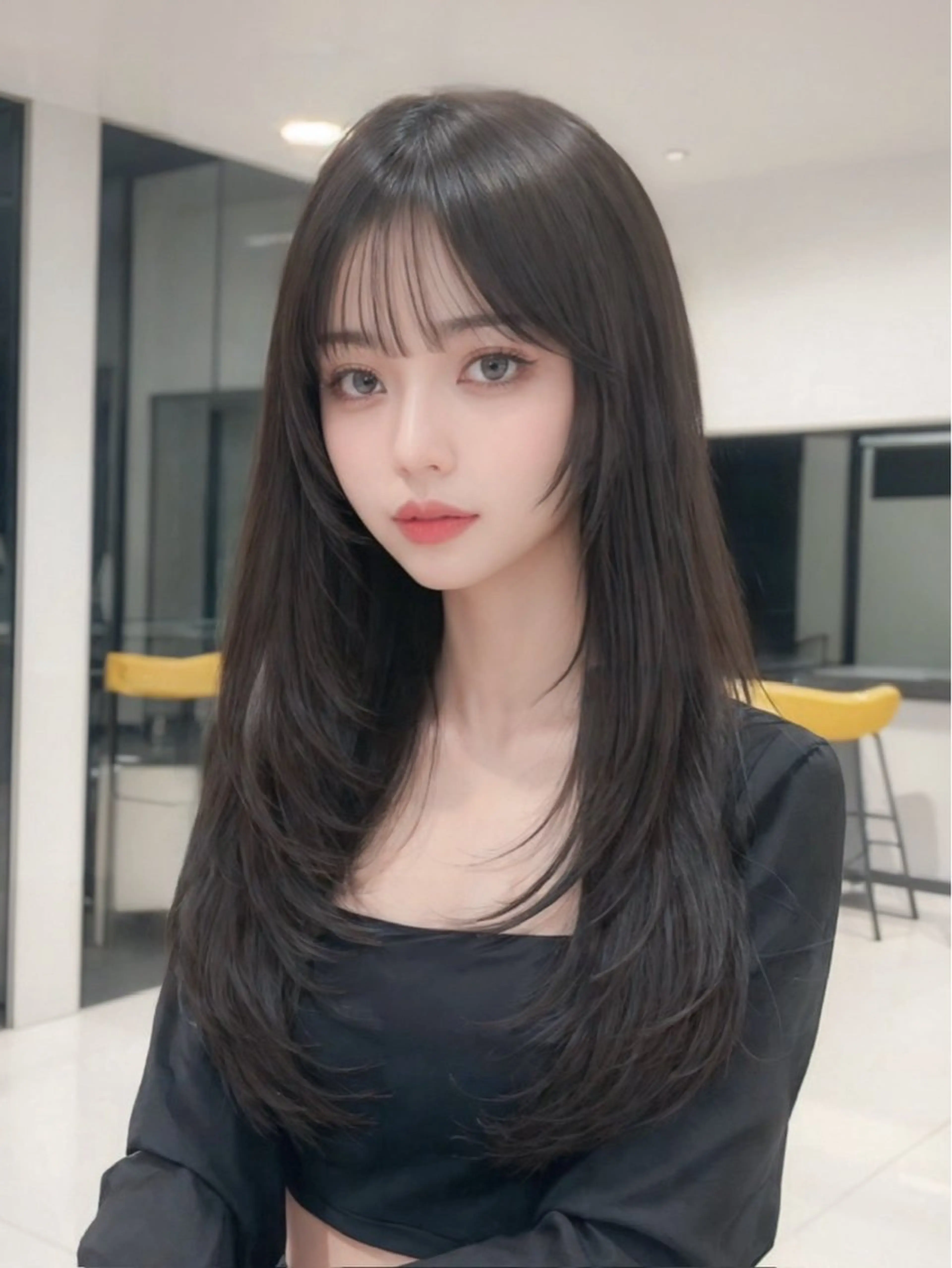 ロング カラー 黒髪 透明感カラー カット ヘアカラー Coreさち 【カットモデル募集】のヘアスタイル