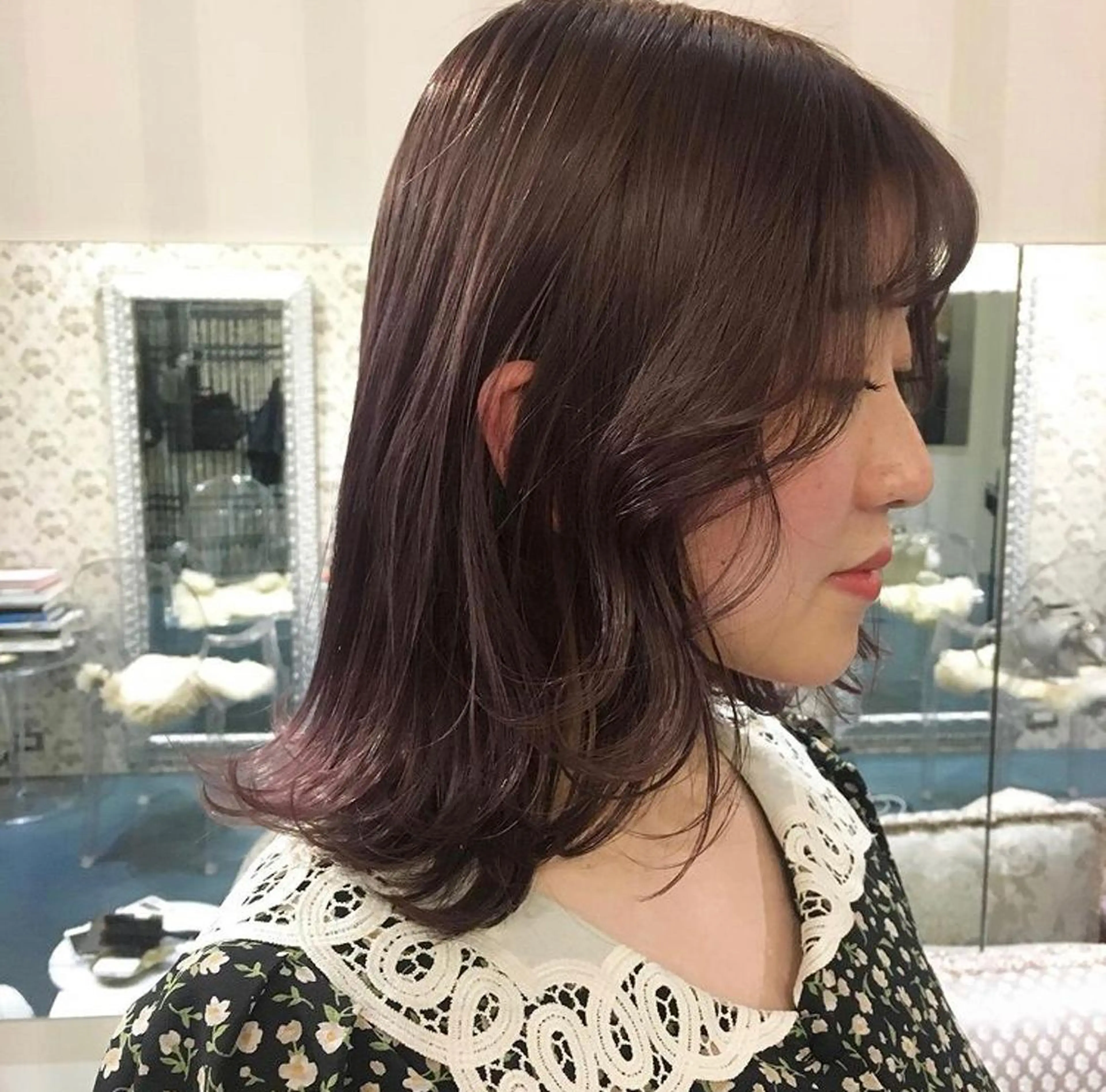 ミディアム カラー ベージュカラー ラベンダーカラー mizu kiのヘアスタイル