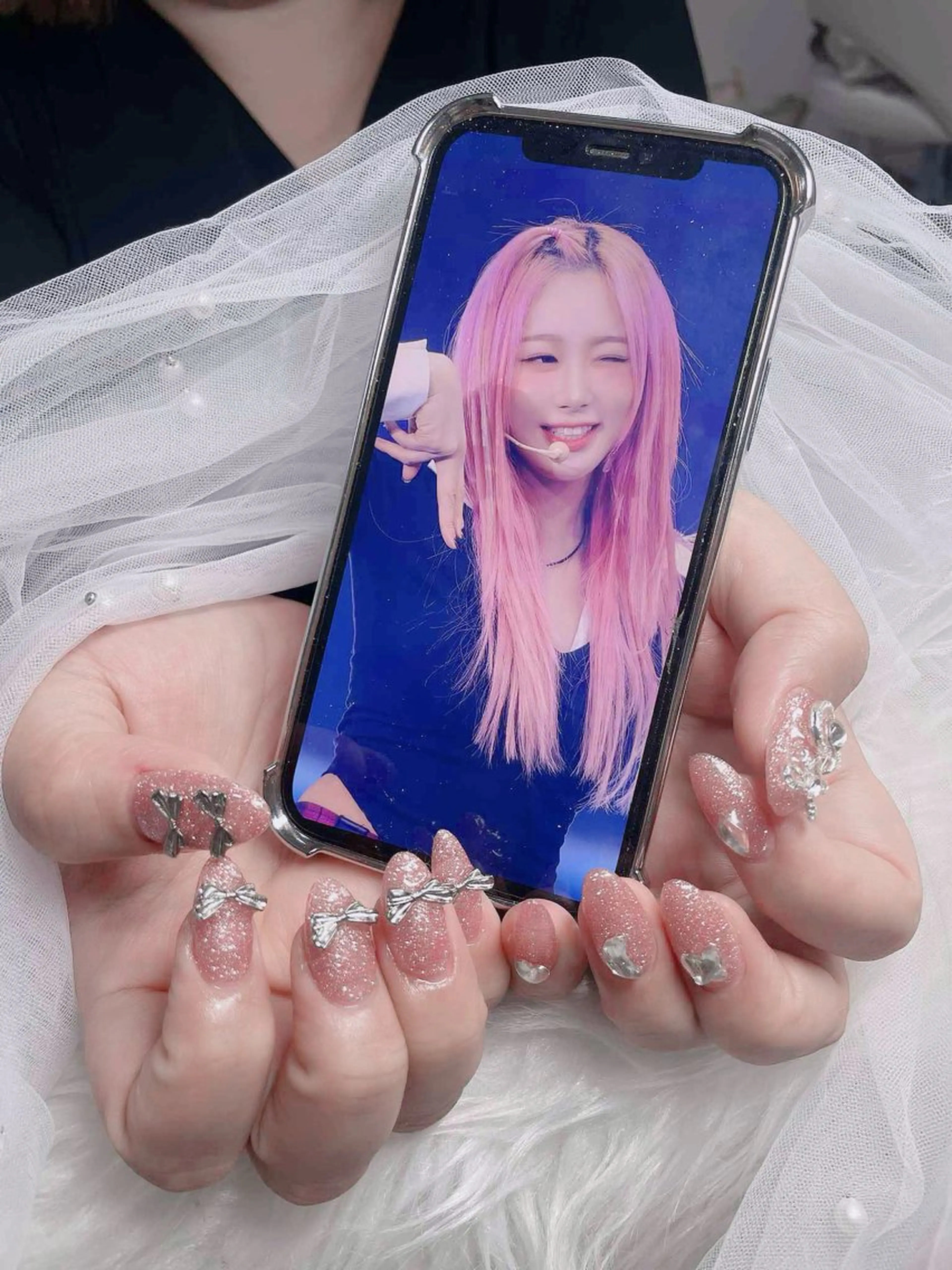 ネイル オーロラネイル フレンチネイル グラデーション 氷ネイル・うるうるネイル キラキラネイル ハンドネイル H.baby Nail Salonのネイルデザイン