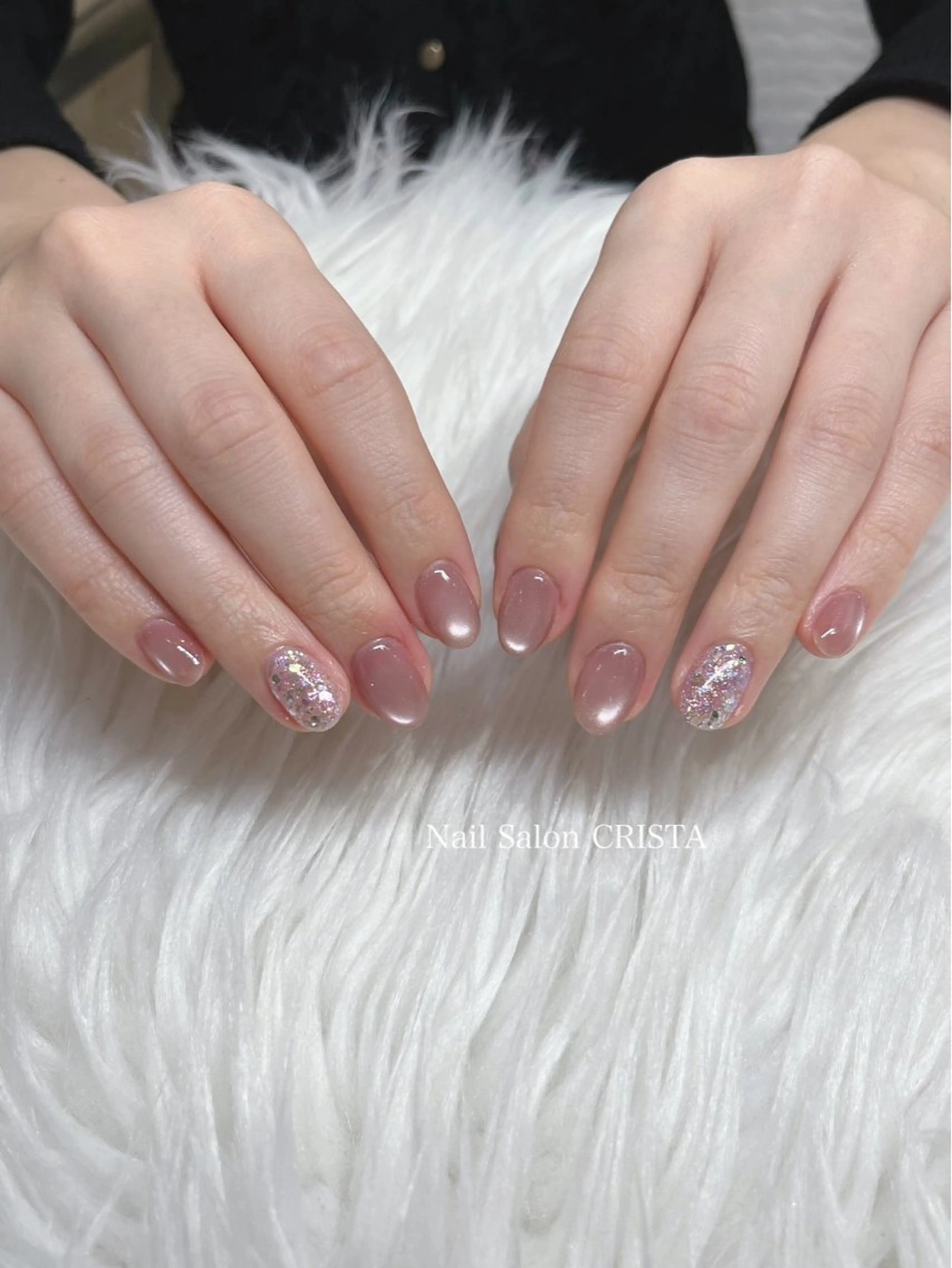 ネイル ジェルネイル マグネットネイル パラジェル ピンク ハンドネイル CRISTA所属・CRISTA MOMOのネイルデザイン