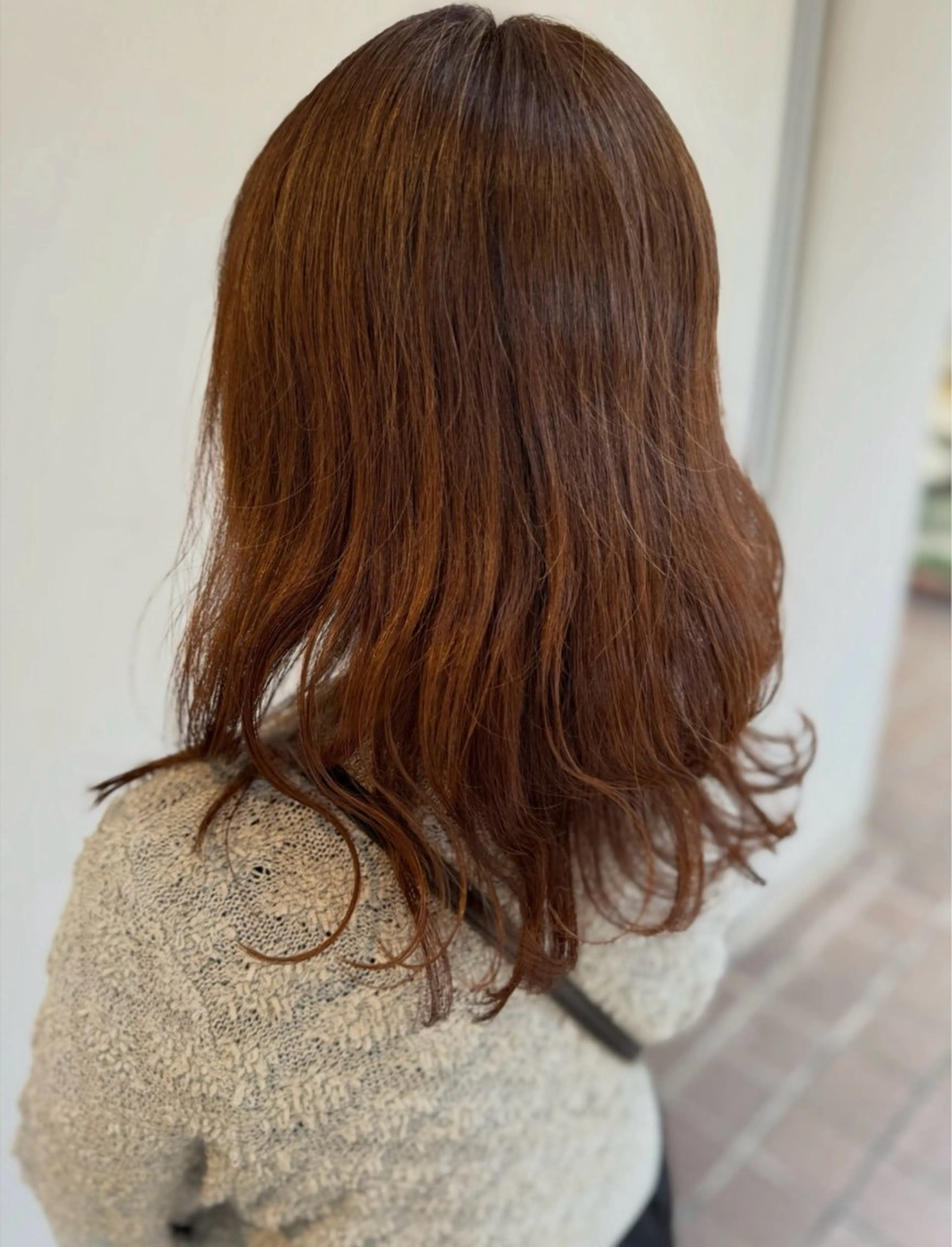 ミディアム カラー ブラウンカラー オレンジ ヘアカラー トリートメント 中山 涼華のヘアスタイル