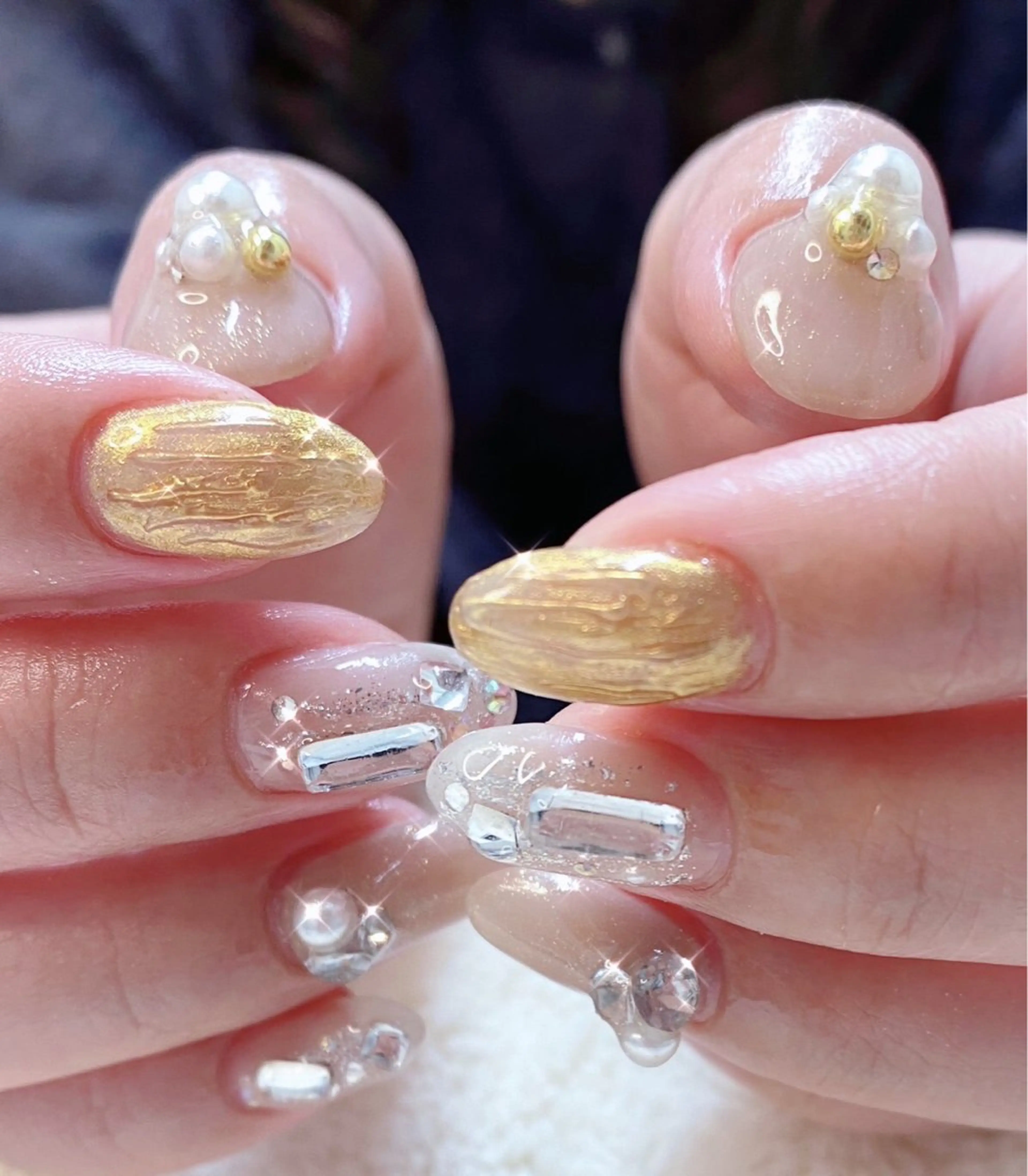 ネイル フレンチネイル ジェルネイル ガラスフレンチ グラデーション ハート 大門浜松町 ネイルのネイルデザイン