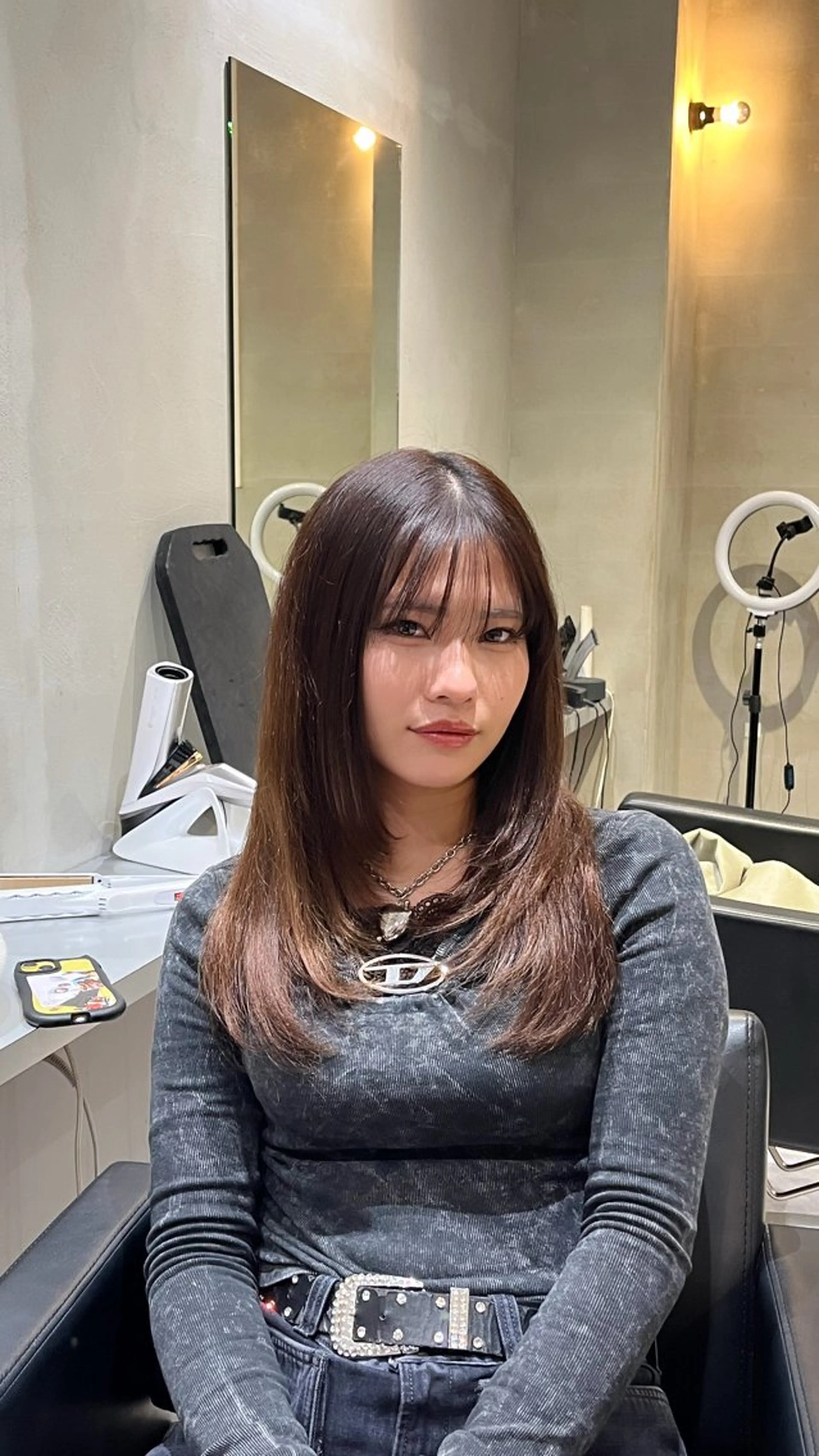 ロング ヘアカラー トリートメント 髪質改善×韓国 レイヤー ひかるのヘアスタイル