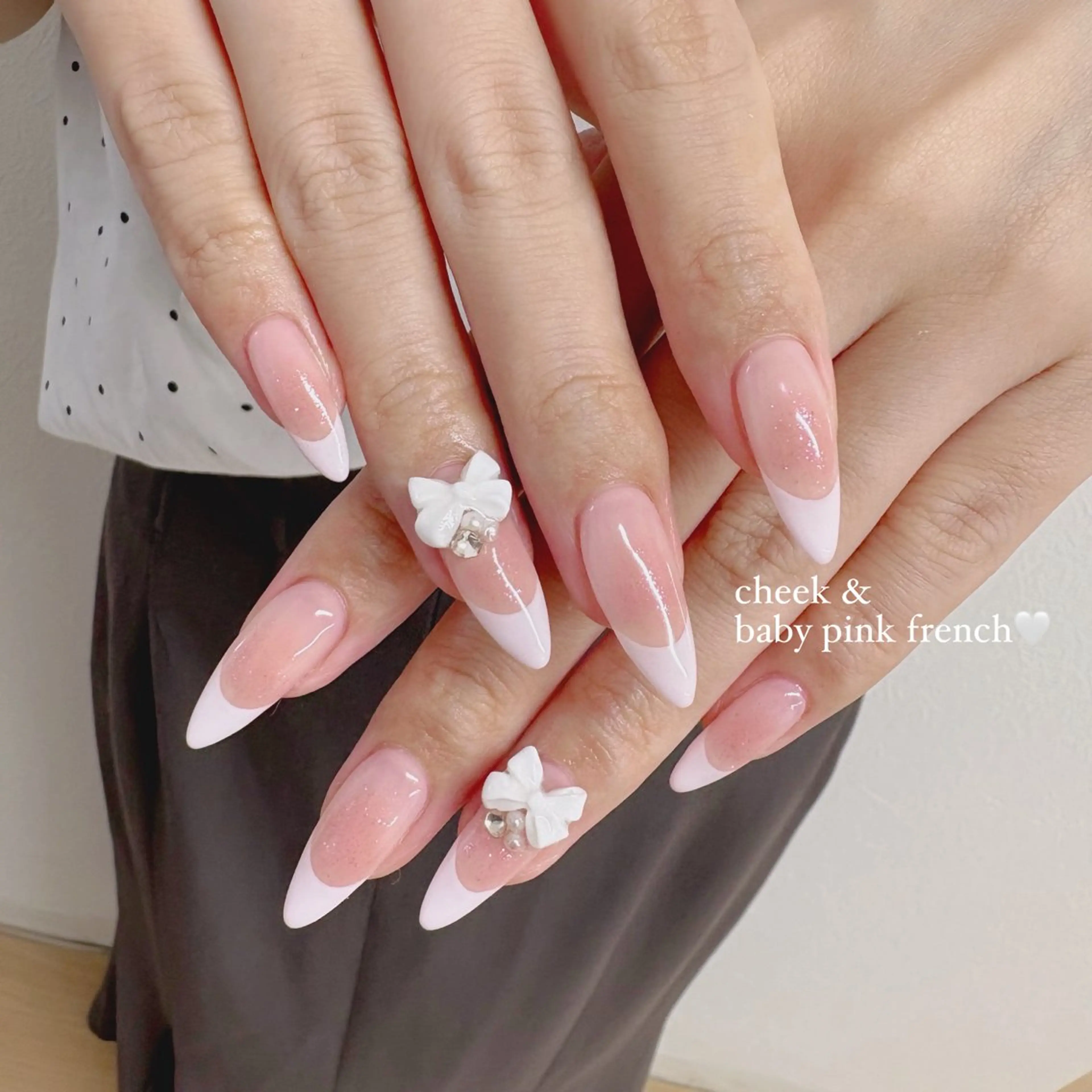 ネイル チークネイル フレンチネイル ハンドネイル She nail studio 原宿所属・y mahoのネイルデザイン