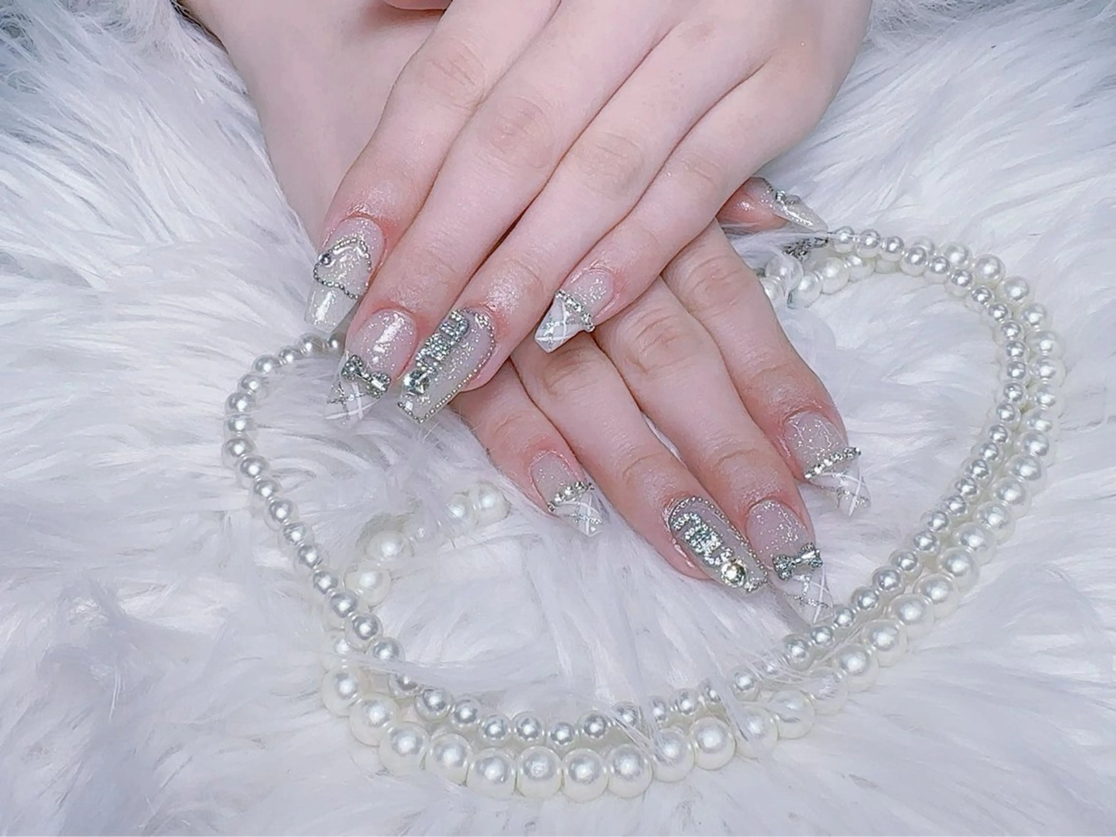 ネイル 長さ出し フレンチネイル ジェルネイル ガラスフレンチ 韓国ネイル ハンドネイル ハンドケア For U nail スカルプ専門店のネイルデザイン