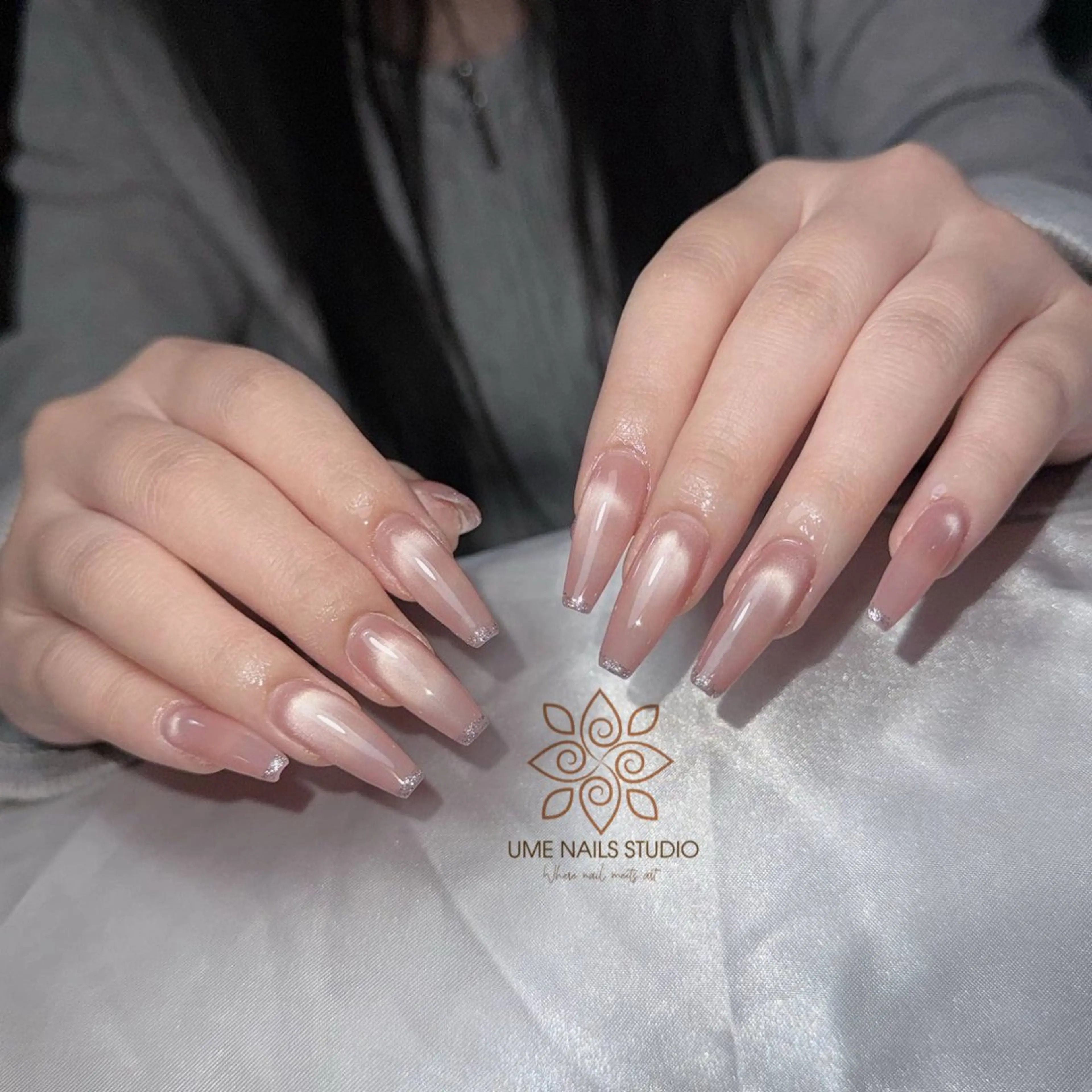 ネイル チークネイル クリアネイル ガーリー キラキラネイル 韓国ネイル ハンドネイル Ume Nail Studioのネイルデザイン