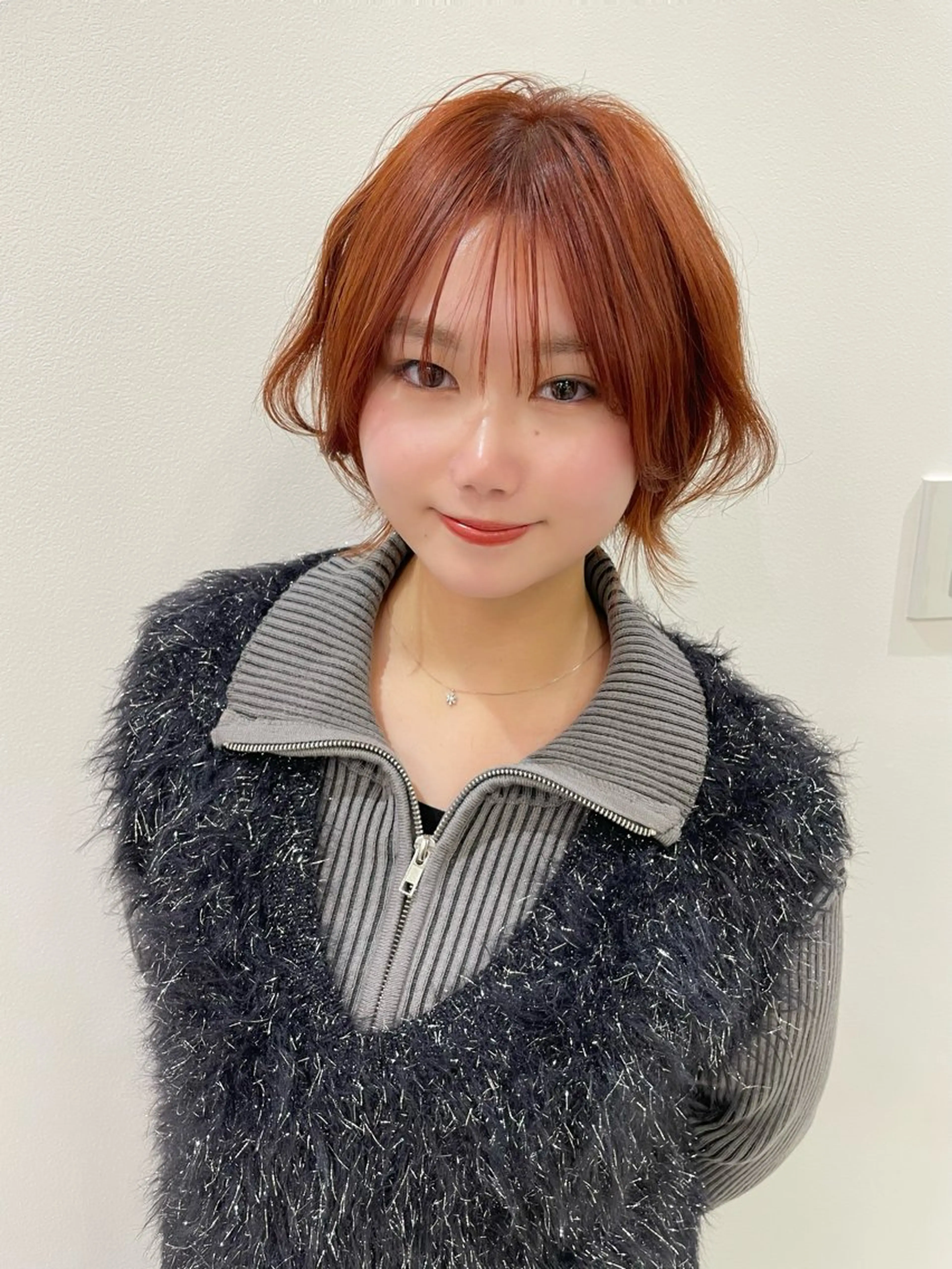 ショート カラー ボブレイヤー オレンジ ボブ レイヤーカット カット ヘアカラー 齋藤 拓郎のヘアスタイル