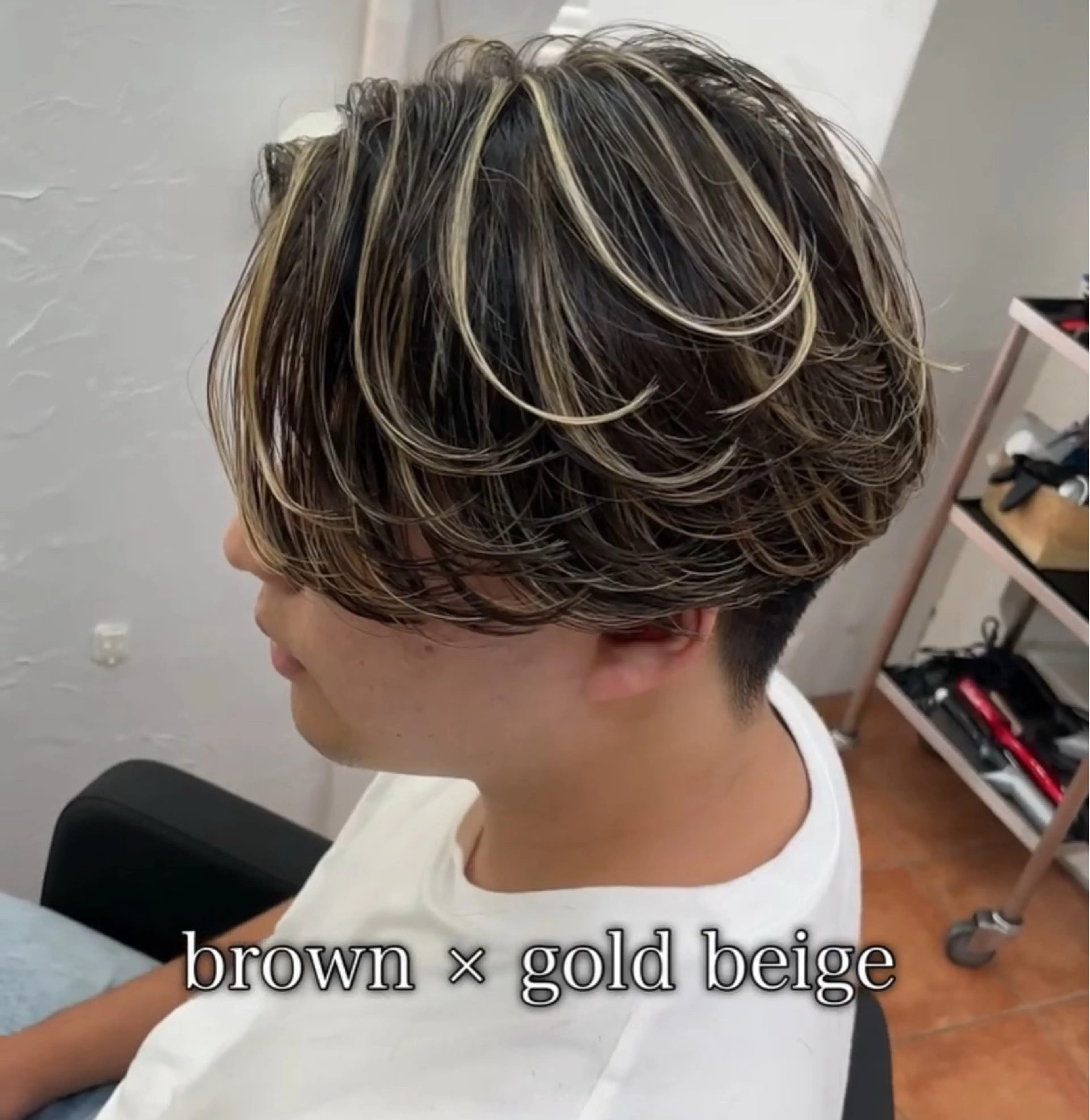 メンズ センターパート メンズハイライト メンズメッシュ カット ヘアカラー 大人メッシュ/ ハイライト/ぽんのヘアスタイル
