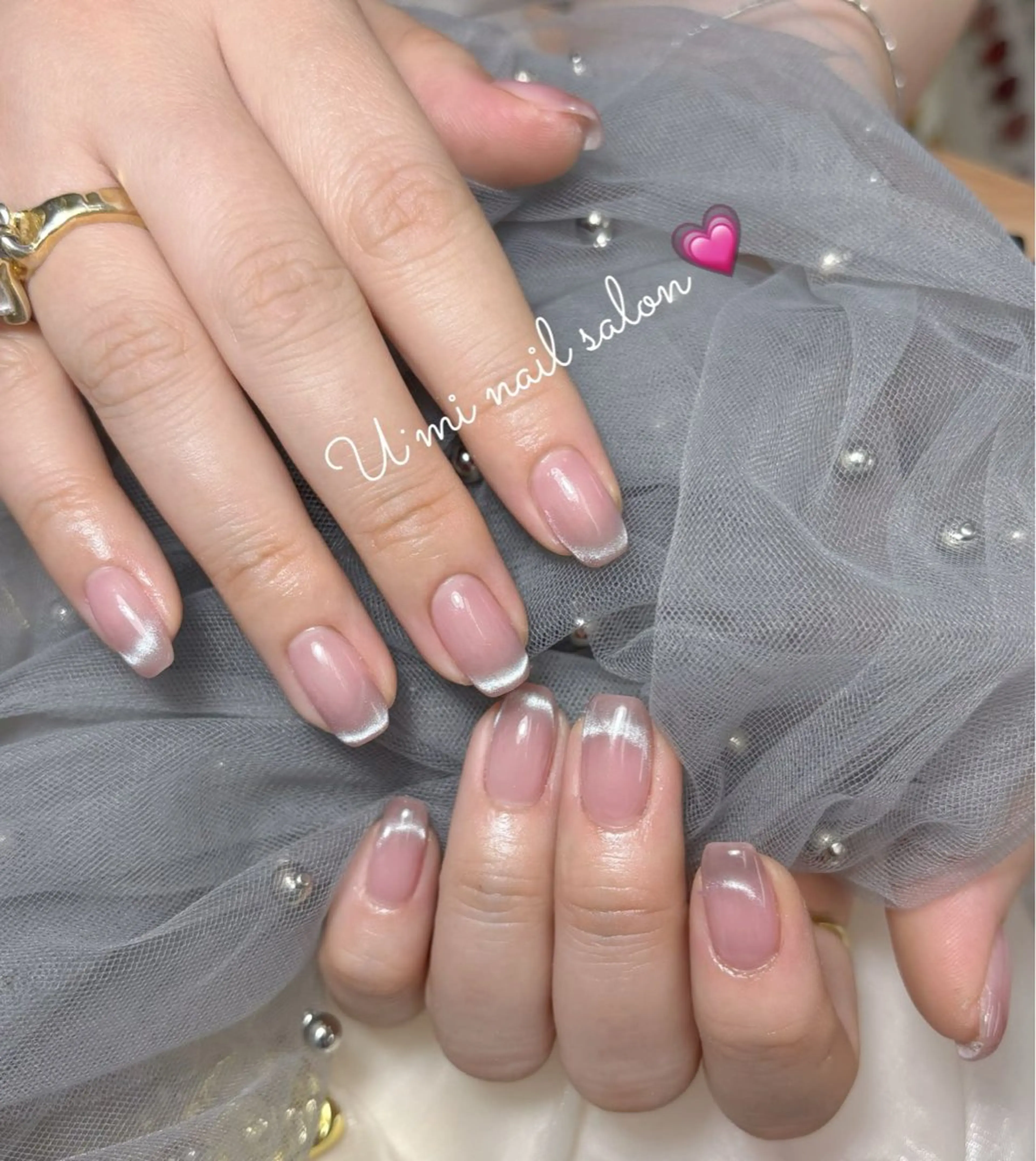 ネイル フレンチネイル マグネットネイル マグネットフレンチ ハンドネイル Ｕ·Mi nail salon所属・u・mi  上野御徒町パラジェルのネイルデザイン