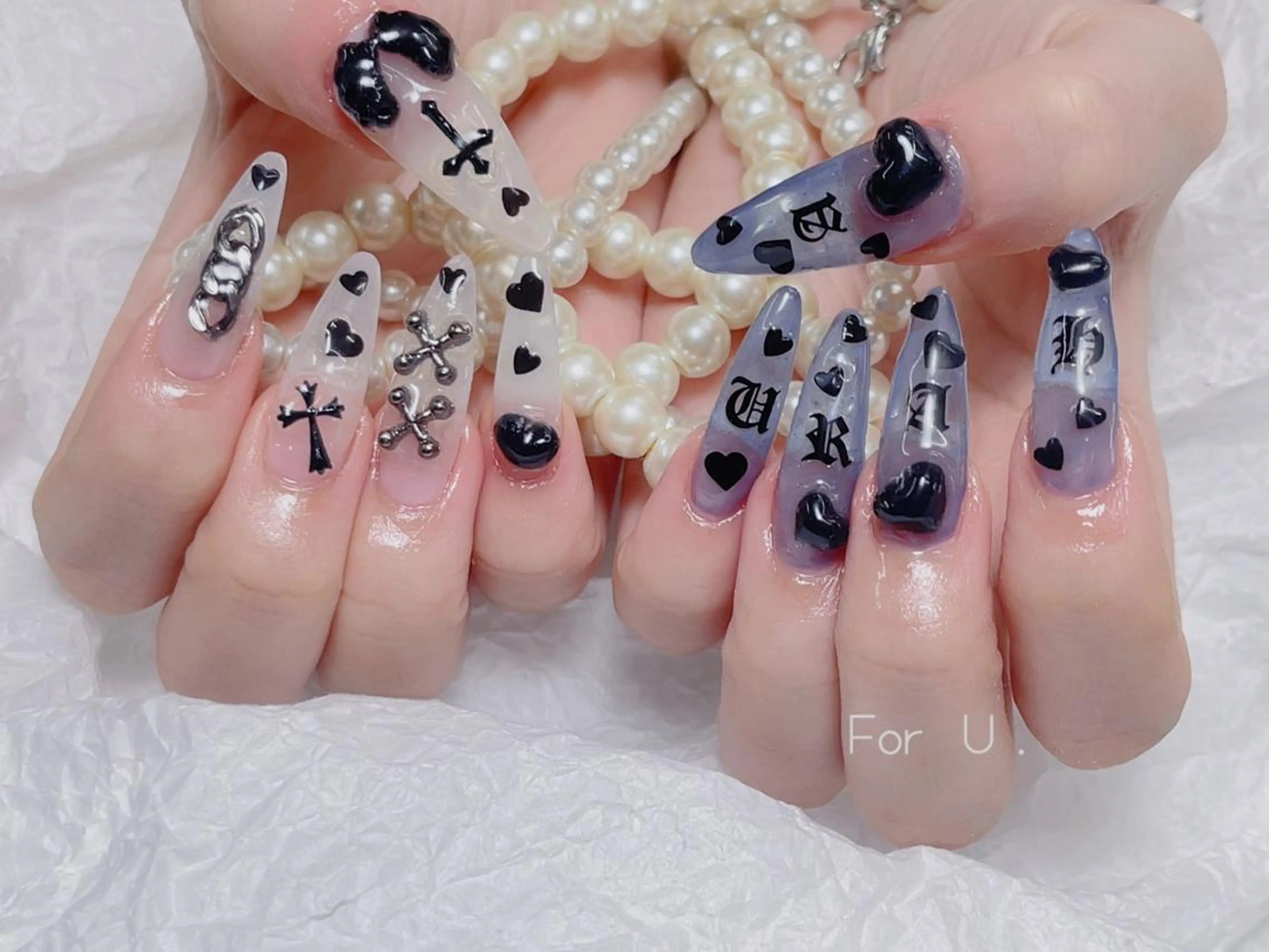 ネイル アートネイル 成人式 長さ出し フットネイル ジェルネイル ハンドネイル ハンドケア For U nail スカルプ専門店のネイルデザイン