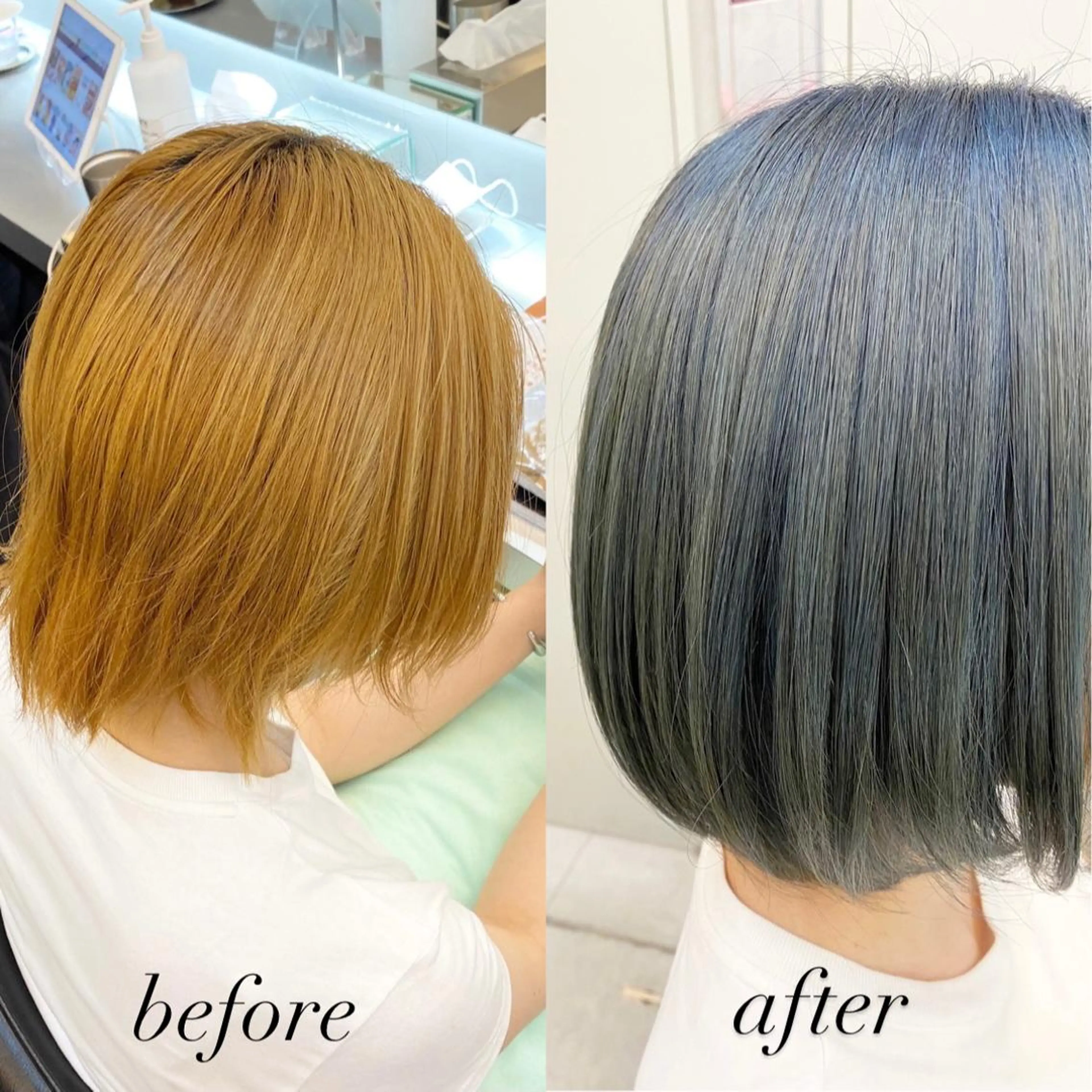 ショート カラー ブルーカラー 透明感カラー カット ヘアカラー トリートメント ✨髪質改善職人✨ デザインカラー/若林のヘアスタイル