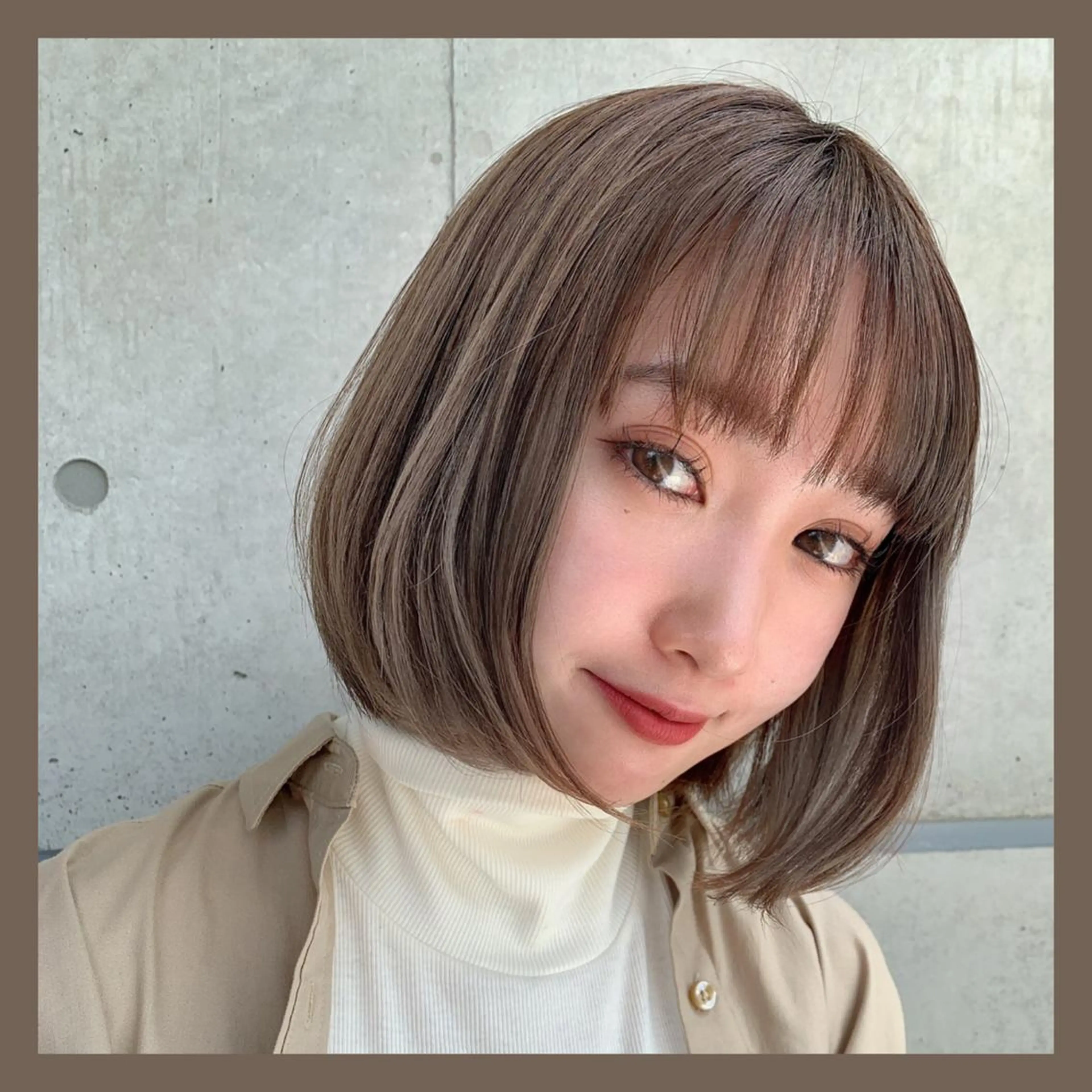 ミディアム カラー ヘアアレンジ グレージュ ミルクティーグレージュ ボブ カット ヘアカラー トリートメント ヘッドスパ ヘアセット ARiA by ECLART所属・💖韓国ヘアの匠 💖TAKUMI💖のヘアスタイル
