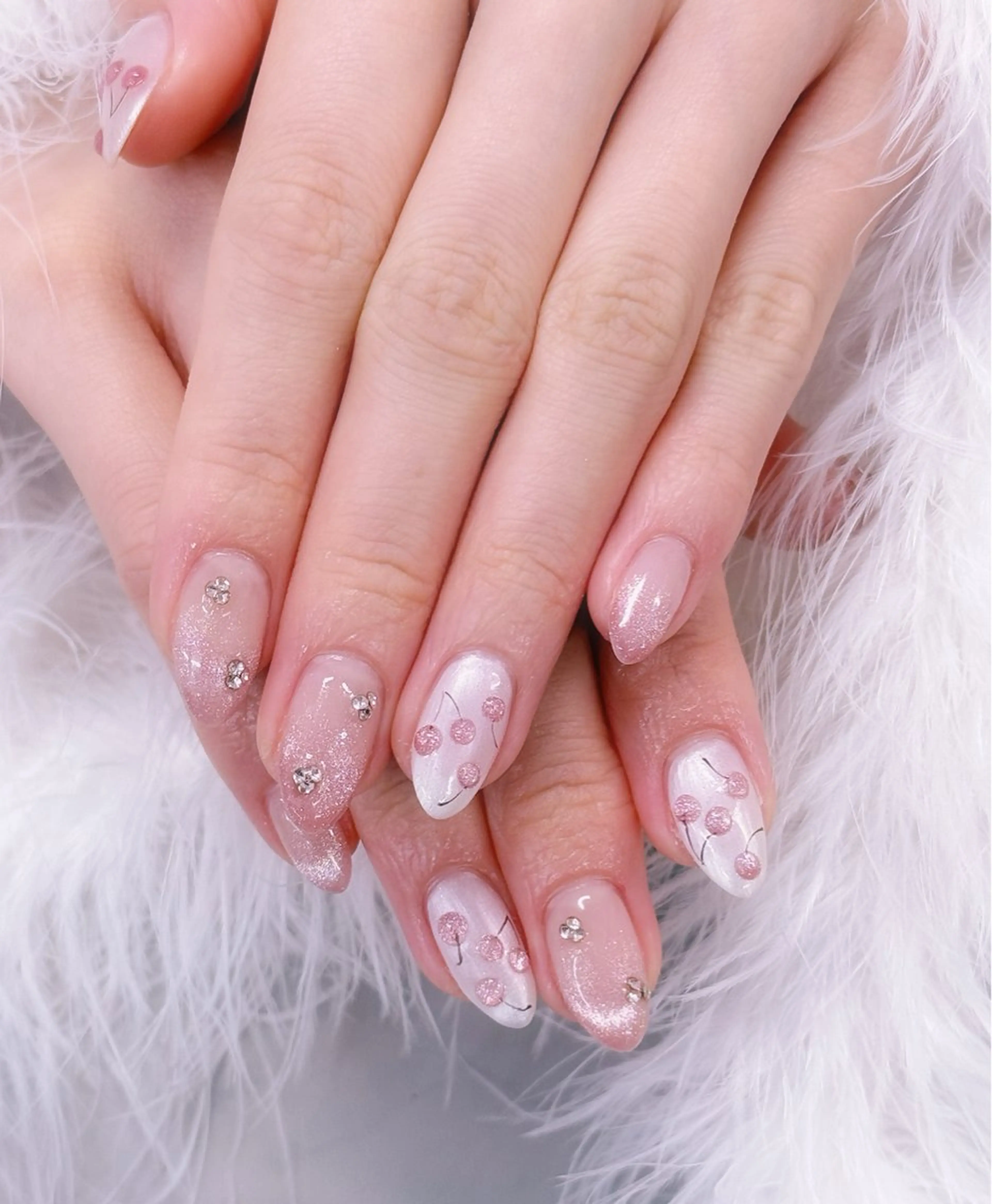ネイル アートネイル フラッシュネイル フラワーネイル ジェルネイル ガーリー ハンドネイル Puti nailのネイルデザイン