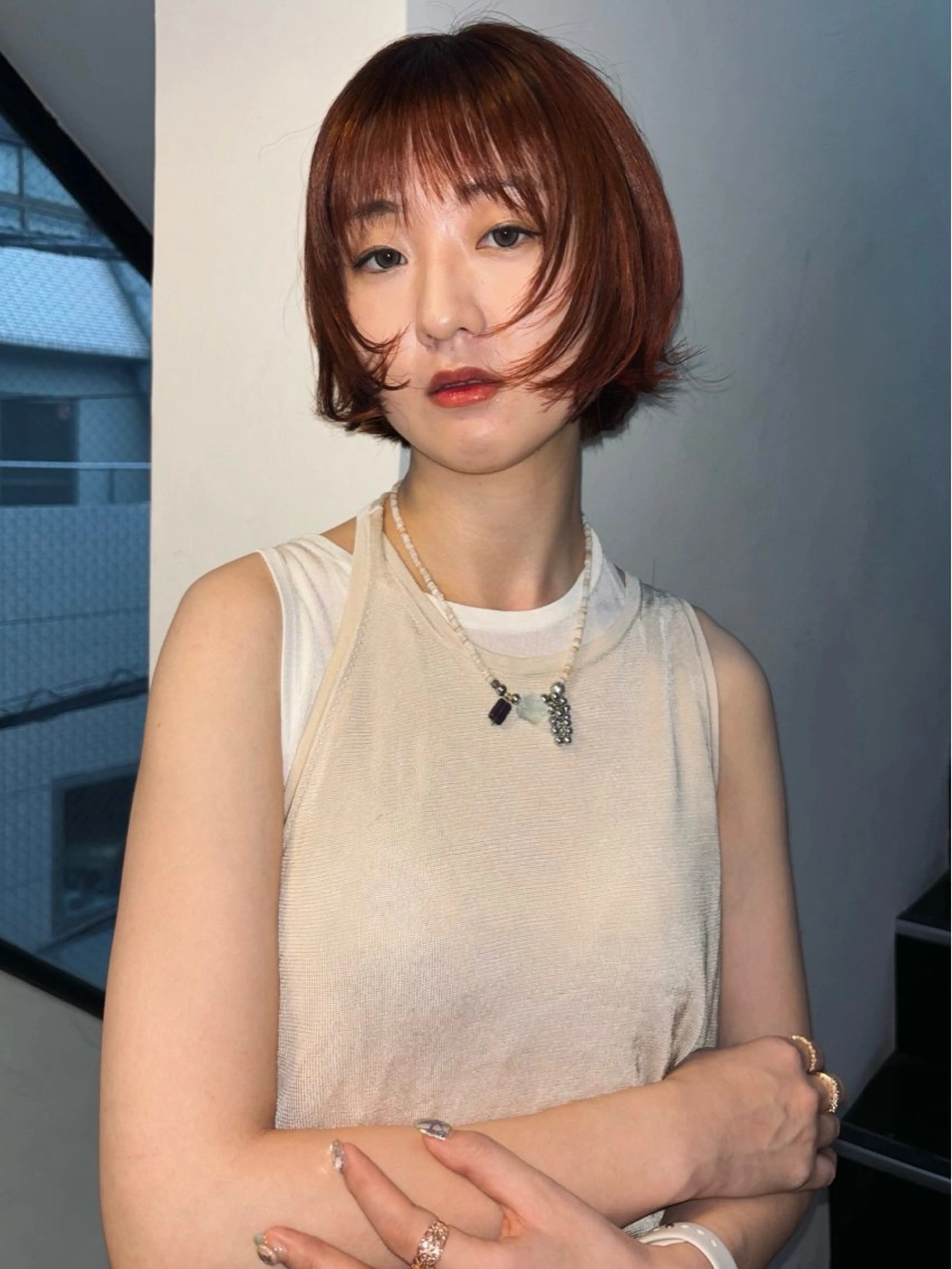ショート カラー ブリーチ ブリーチなしカラー ヘアカラー ファッションに 溶け込むstyleのヘアスタイル