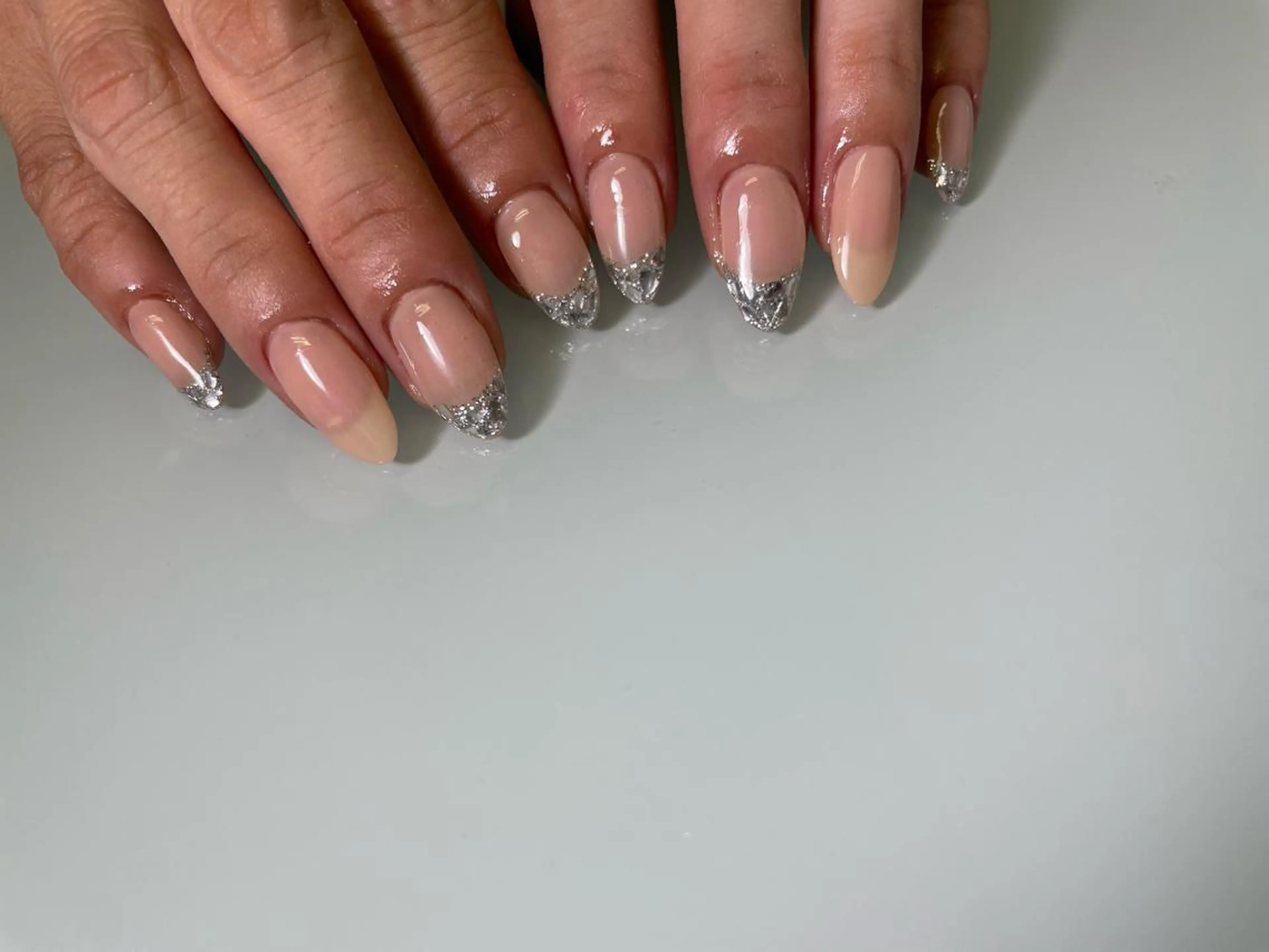ネイル アートネイル フレンチネイル グラデーション ミラーネイル ニュアンスネイル ハンドネイル Belleﾍﾞﾙ所属・Belle　Nail 【haluca】のネイルデザイン