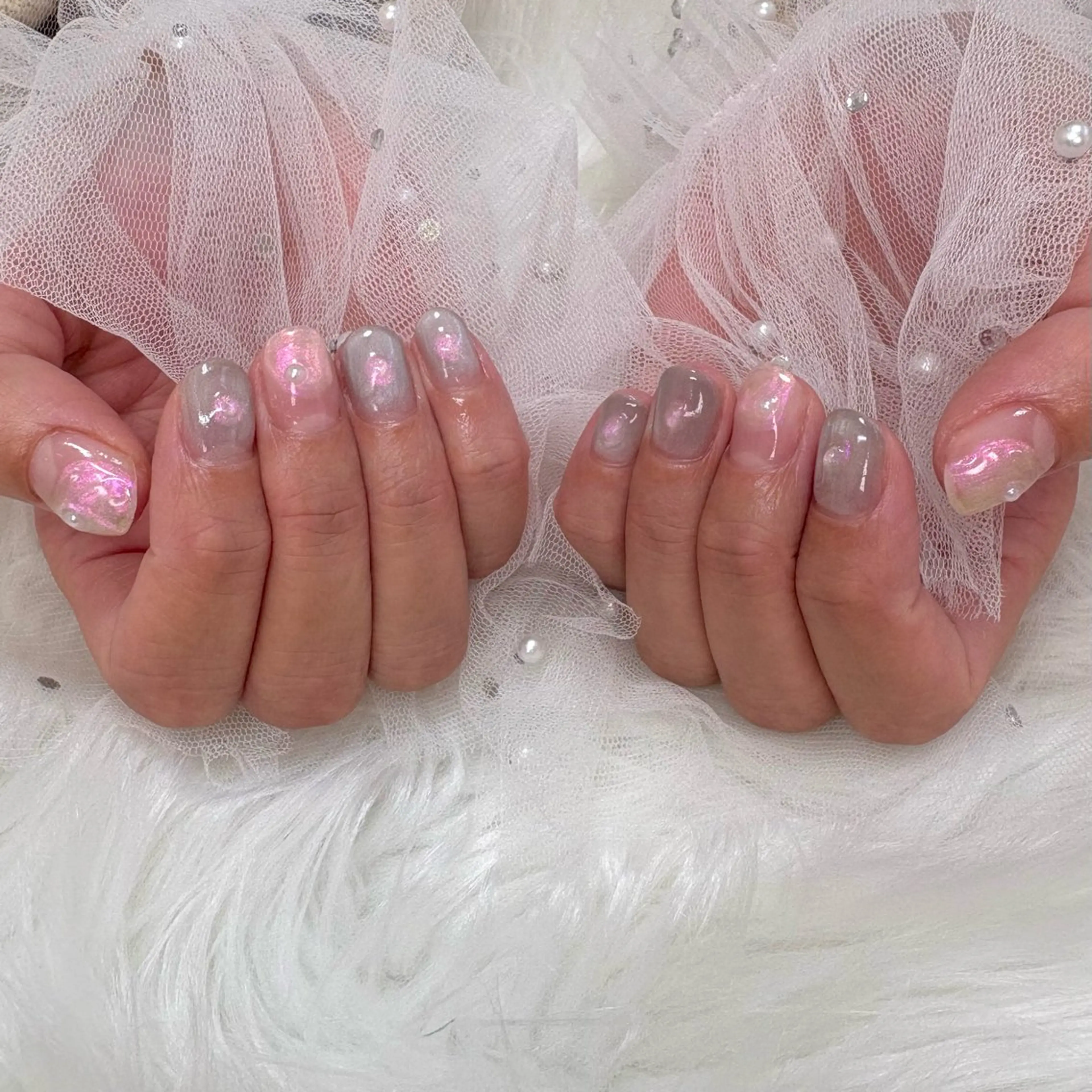 ネイル 氷ネイル・うるうるネイル マグネットネイル ハンドネイル SHINE nail salonのネイルデザイン