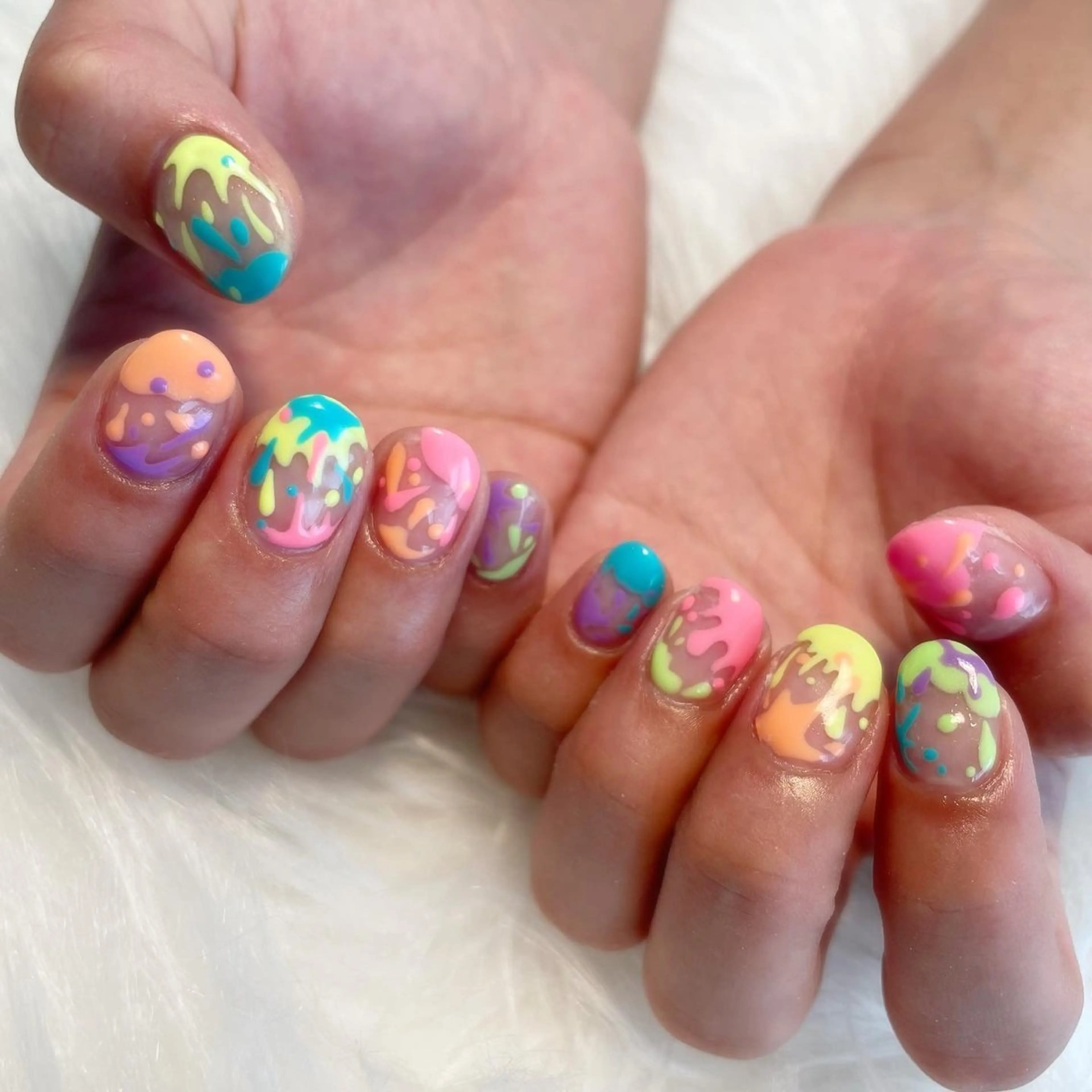 ネイル ハンドネイル ゴテゴテ💙ワンホン リオナのネイルデザイン