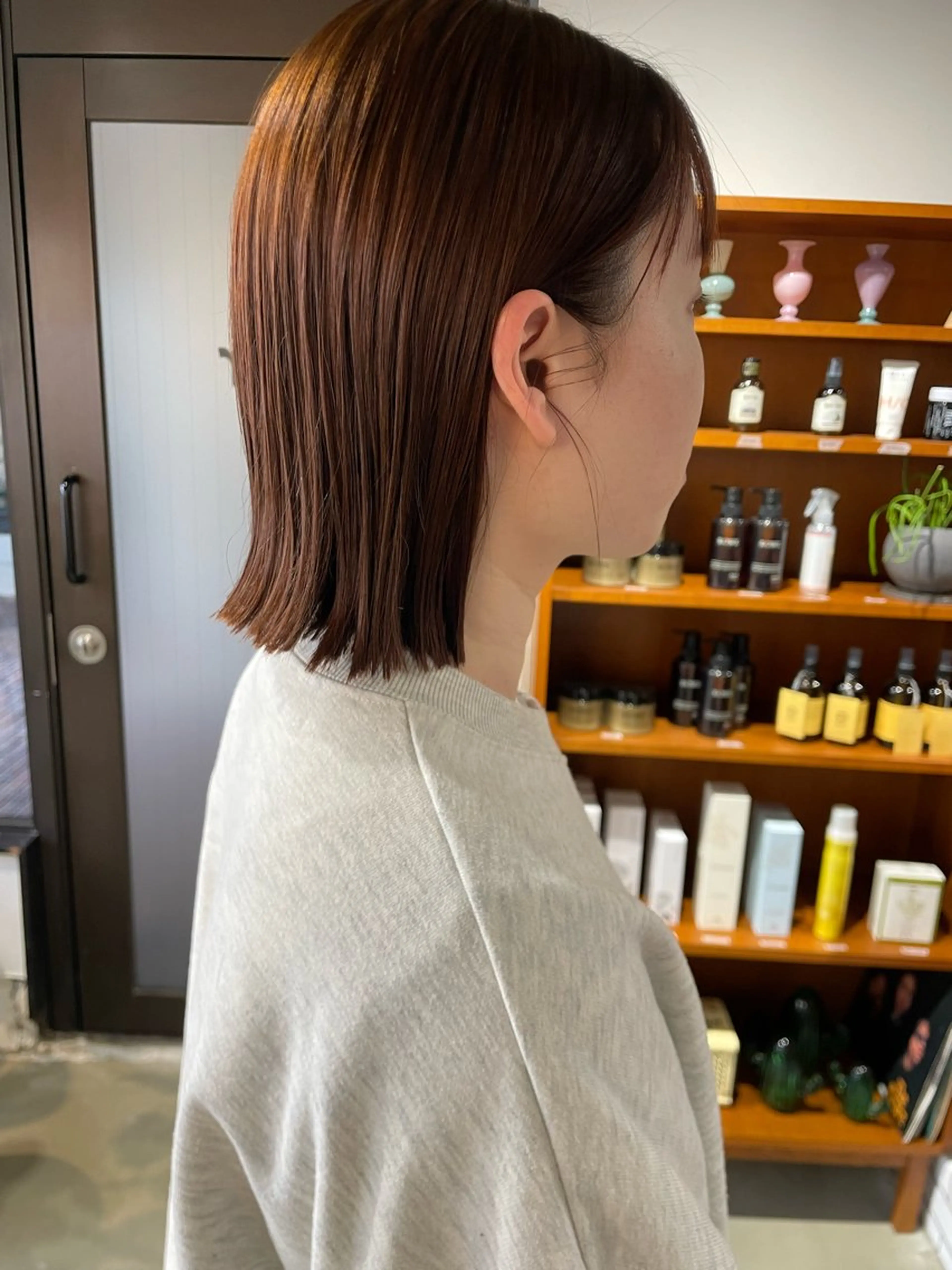 ミディアム カラー オレンジ ボブ her所属・kaito /都立大学herのヘアスタイル