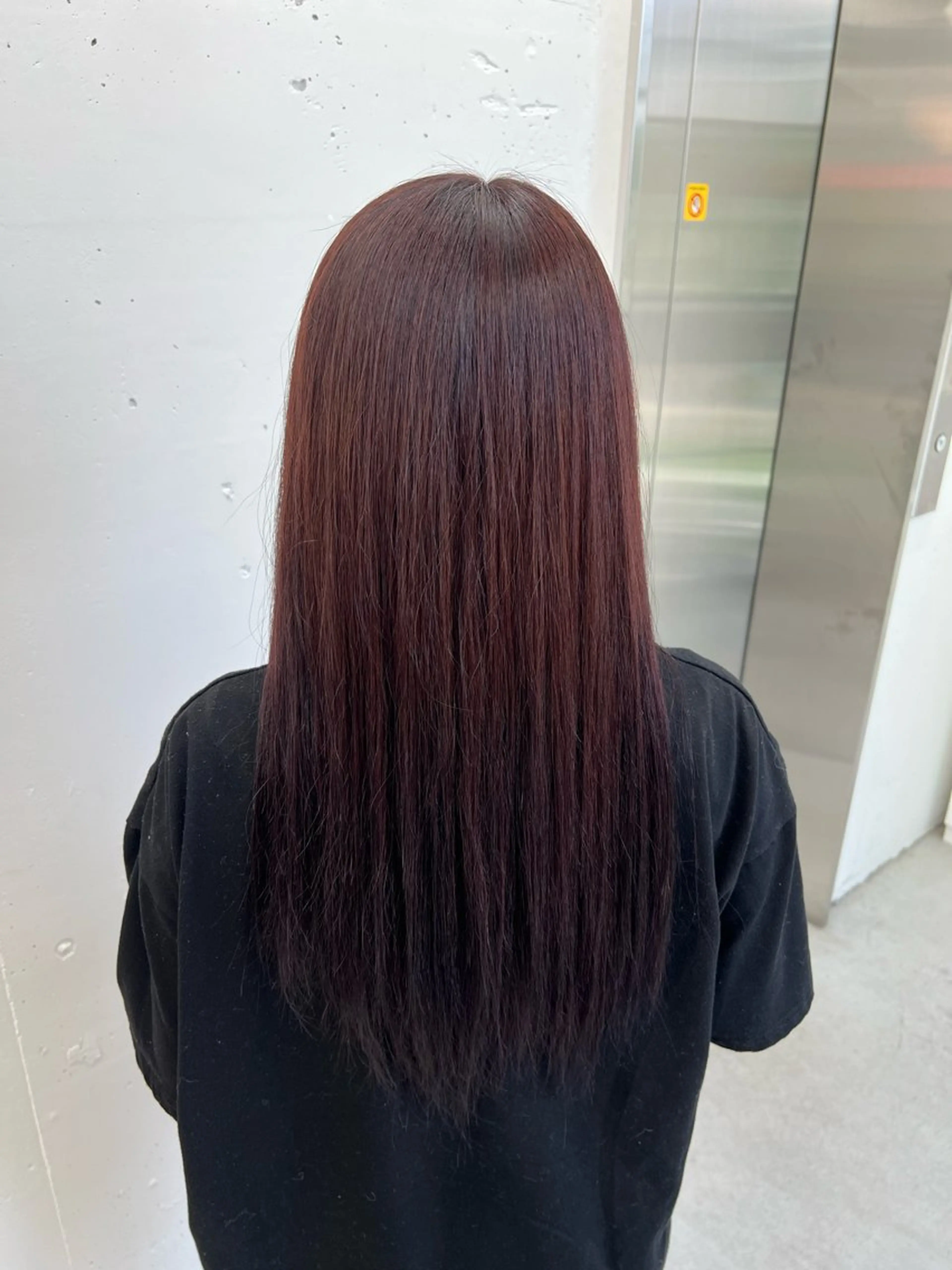 ロング カラー ブリーチ ボルドーカラー ブリーチなしカラー ヘアカラー トリートメント あすか JILLSTUDIOのヘアスタイル
