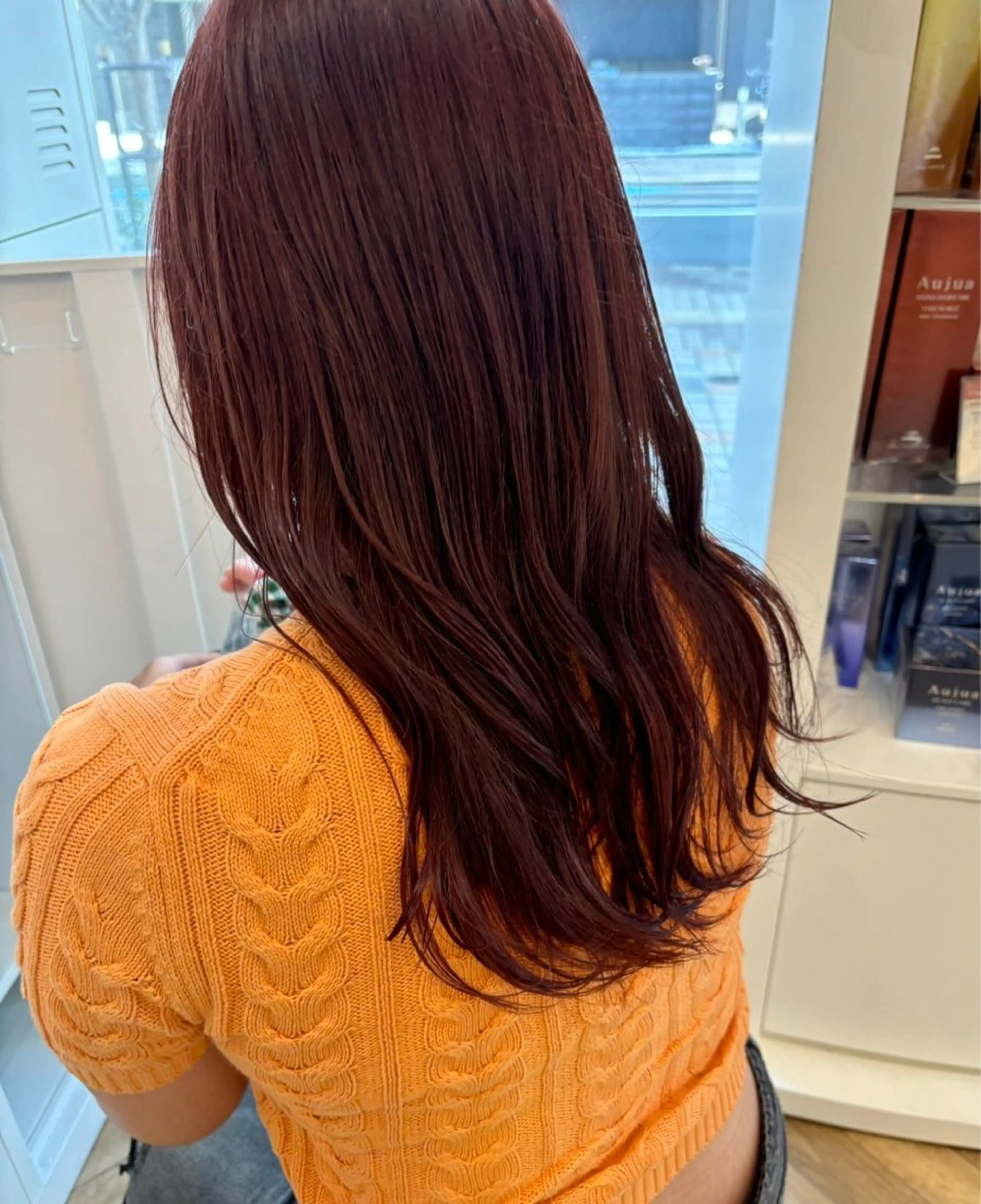 セミロング カラー ブリーチ ブラウンカラー ダブルカラー レッドカラー レッドブラウン ヘアカラー 💫CONTI⭐️ 船越 凪沙🎪のヘアスタイル
