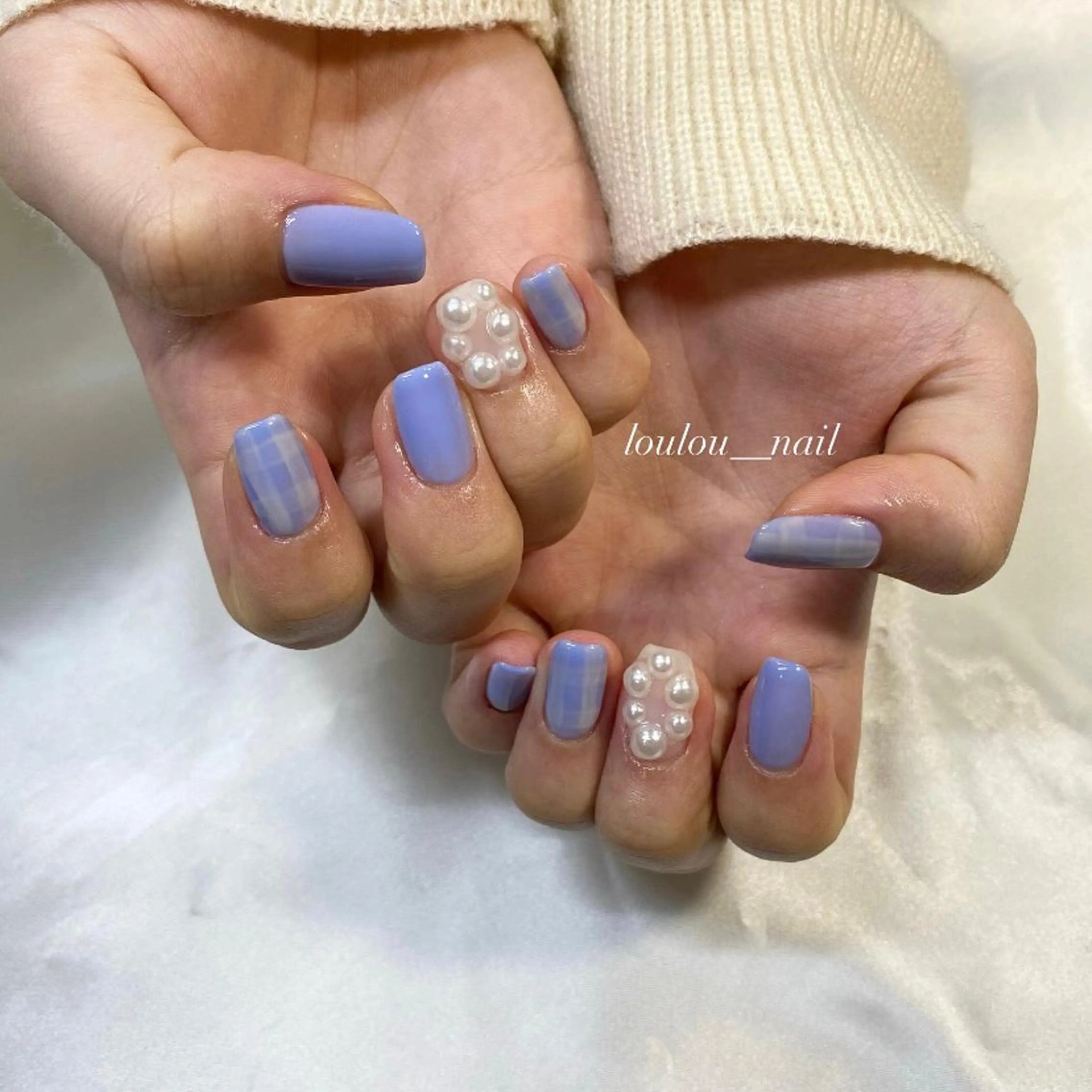 ネイル アートネイル ブルー 春ネイル loulou _nail所属・葛西 知佳のネイルデザイン