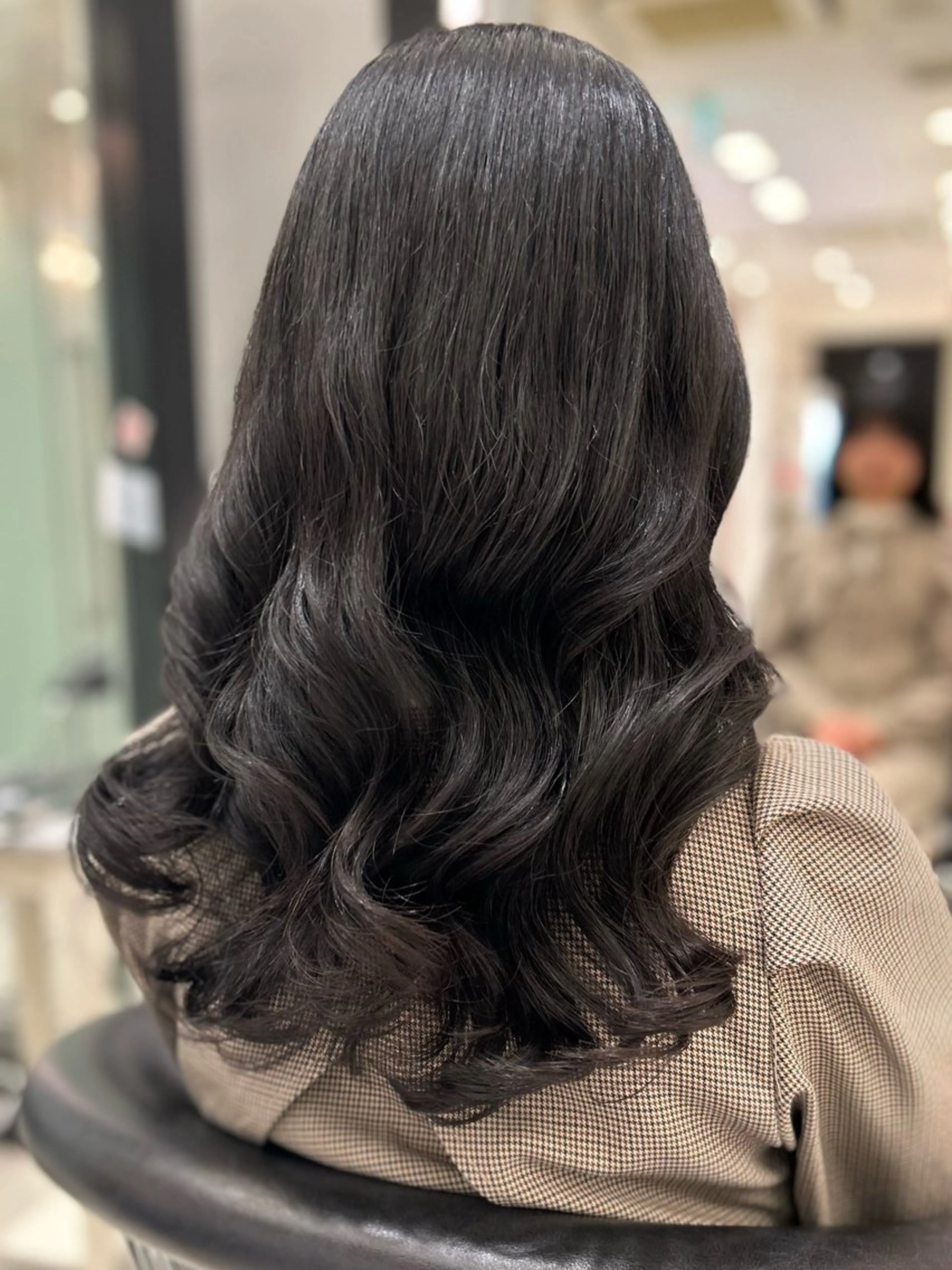 セミロング パーマ カット パーマ 垢抜けヘア 韓国ヘア銀座近下菜央のヘアスタイル