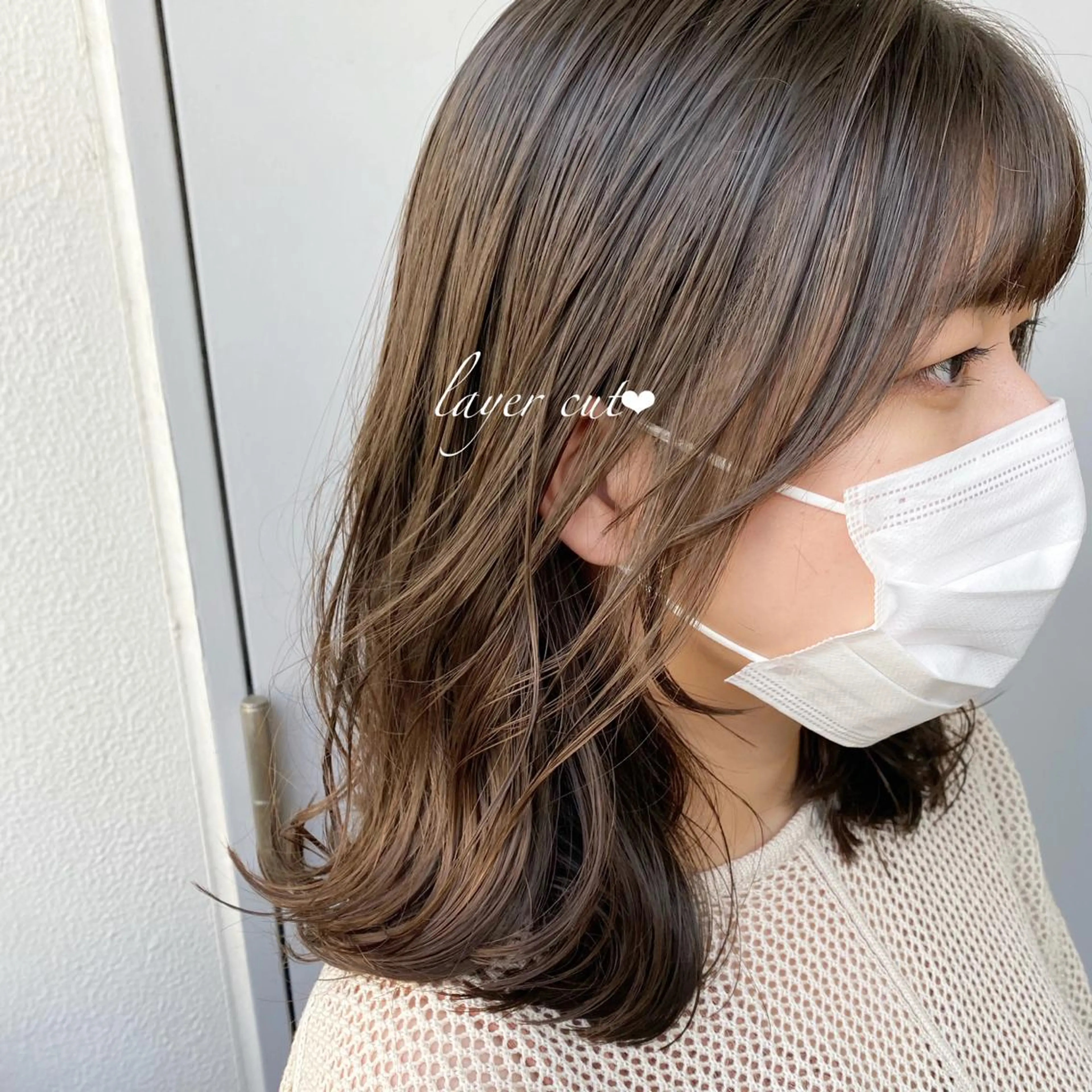 ミディアム カラー ヘアアレンジ 顔まわりレイヤー レイヤーカット おくれ毛 小顔カット Rene'所属・当日予約⭕️ JUNYAのヘアスタイル