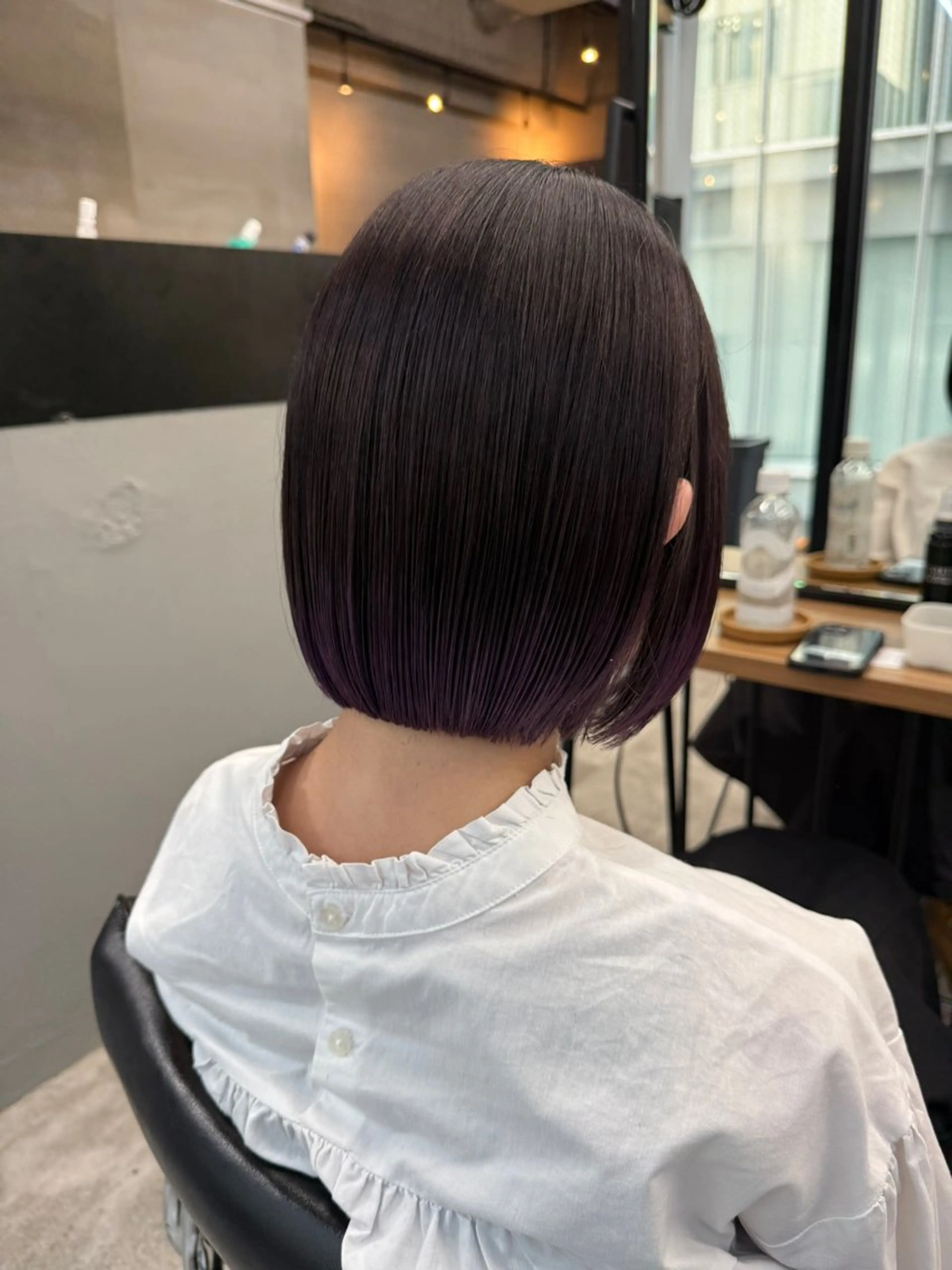 ショート カット ヘアカラー 切りっぱなしボブ/ 小顔ボブNANAのヘアスタイル
